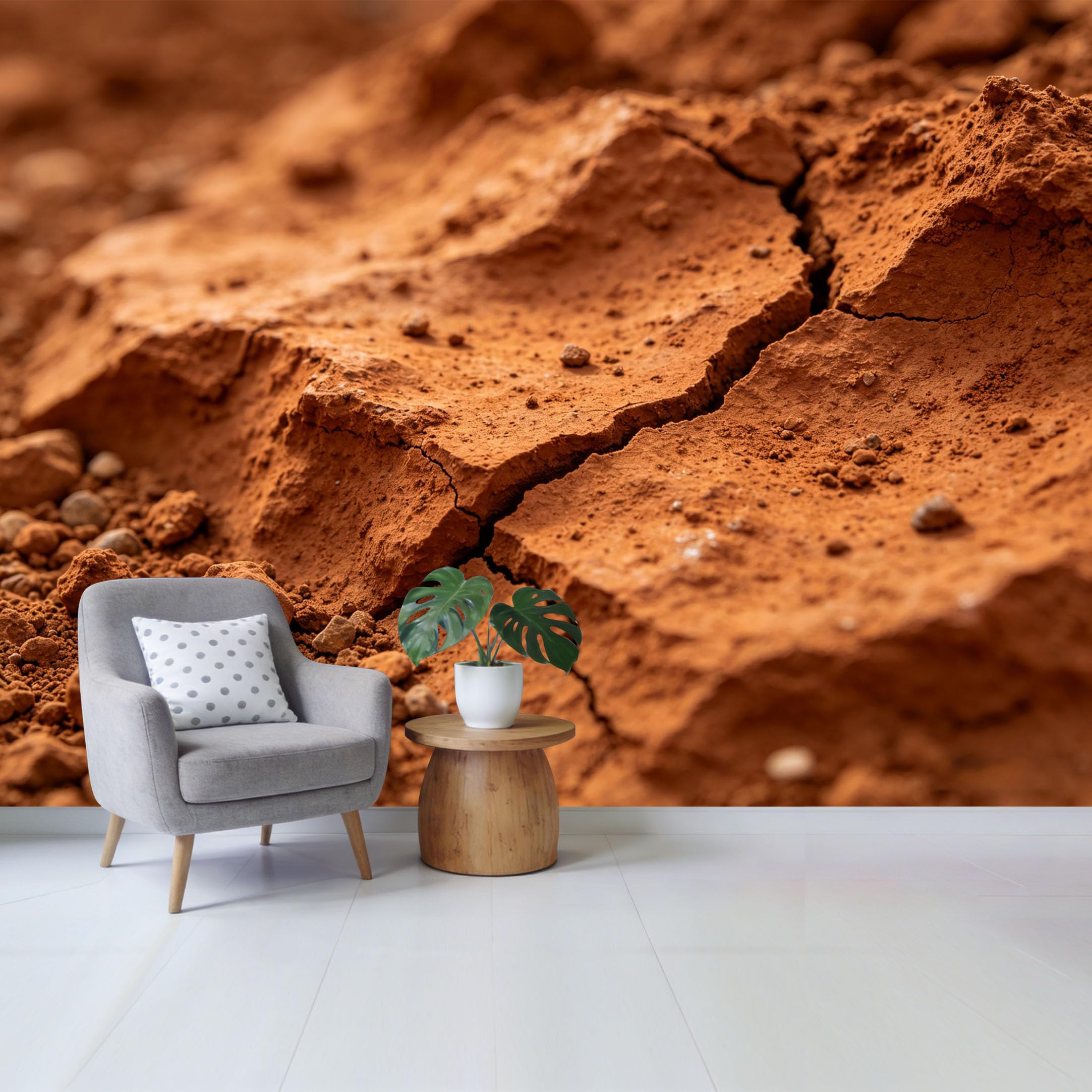 Qzlithotic Yq2605250028 Custom Size Wall Mural Dry Cracked Earth Texture Red Arid Soil Surface Abstract Industrial Selfadhesive Wall Fabric Removable Wallpaper For Home Office Decor