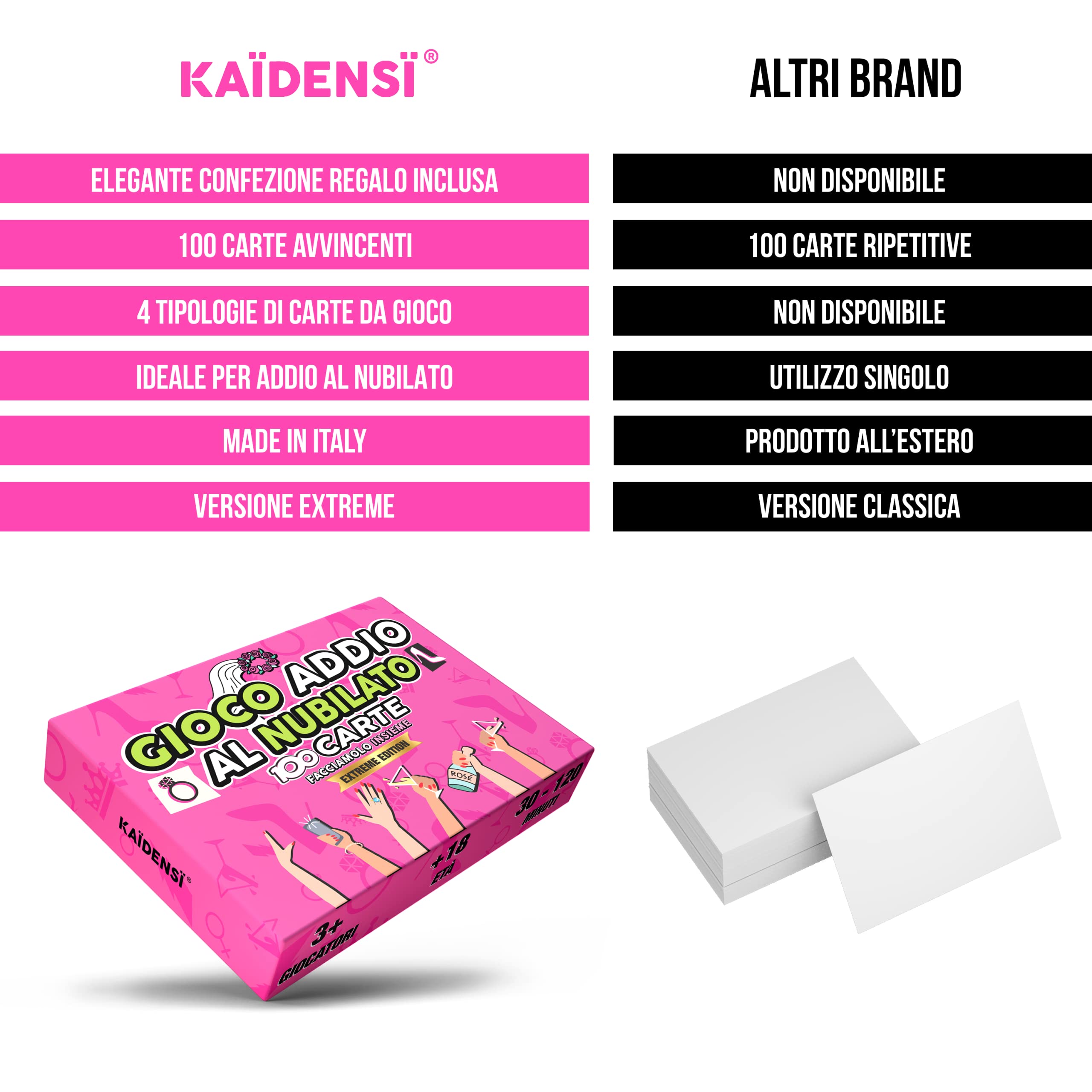 KAÏDENSÏ Giochi Addio al Nubilato - 100 Carte da Gioco Team Bride - Addio al Nubilato Gadget Sposa - Kit Accessori Divertenti per Futura Sposa e Amiche