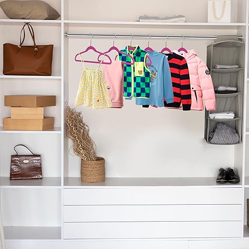 Miniatura 6 de Paquete de 30 perchas de plástico de calidad para niños, no aterciopeladas, no flocadas, delgadas y compactas, con gancho giratorio para camisas,