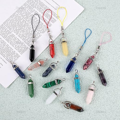 Miniatura 9 de AUEAR, Dije de piedra de cristal en forma de bala, colgantes de chakra puntiagudos para colgantes, collares, joyas
