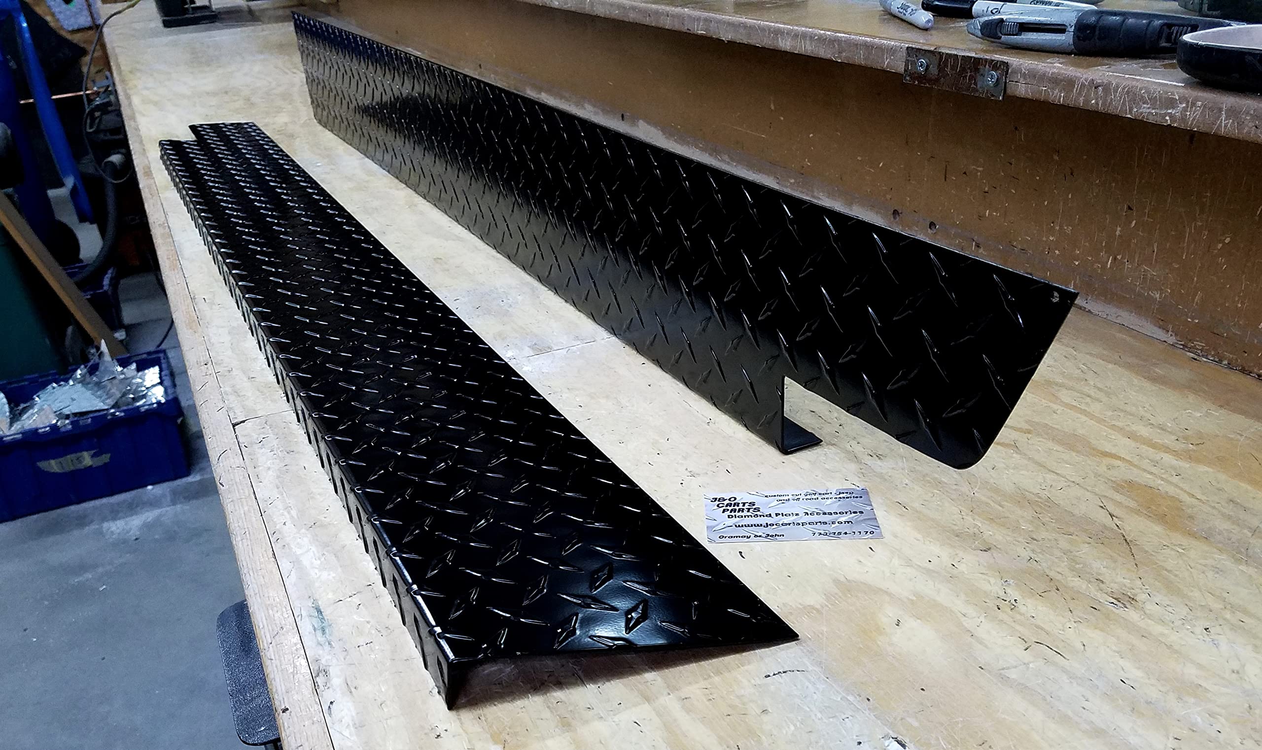 fits Jeep CJ7 Wrangler Black Powder Coated Diamond plate Rocker Panels With 90° 1 Inch Bend