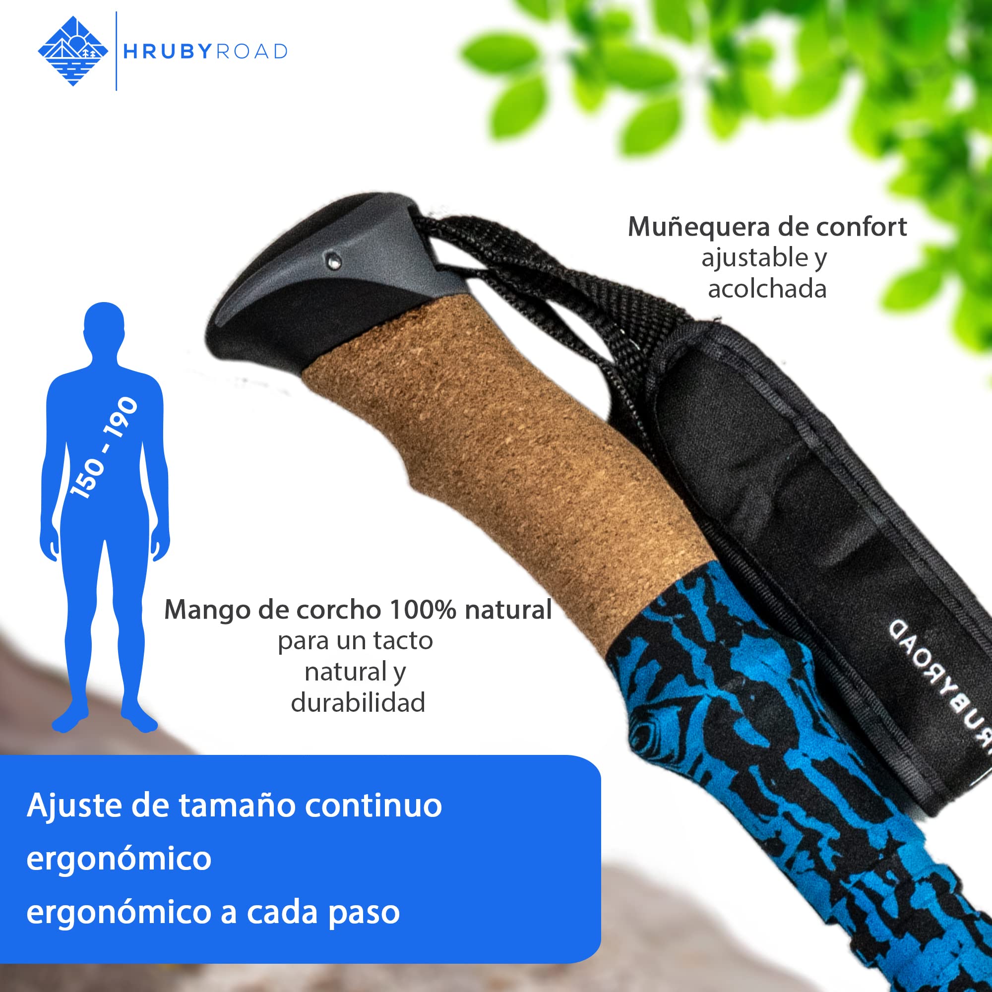 HrubyRoad® Bastones de Senderismo Telescópicos | Bastones de Marcha Nórdica Mujeres y Hombres | Bastones de Trekking Ultraestables [con 6 Accesorios]
