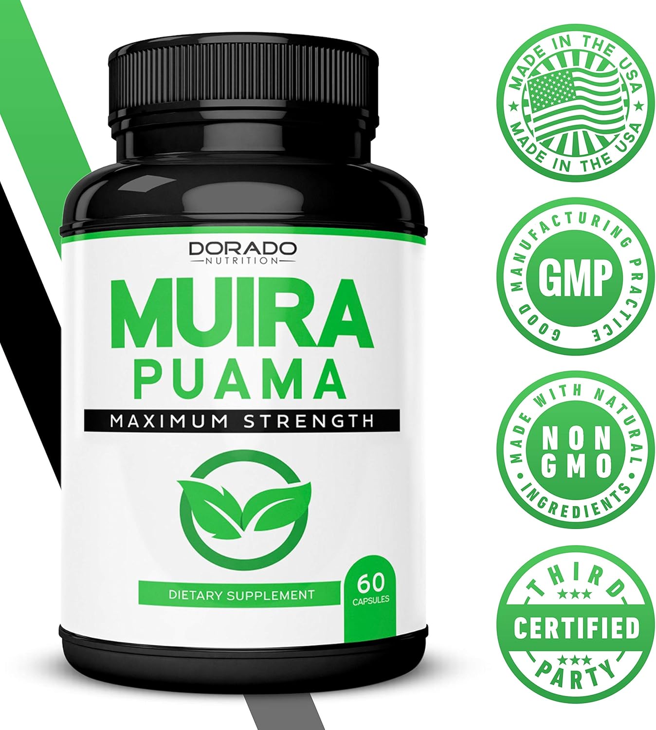 Muira Puama Root Extract 1000mg for Men and Women - Premium Capsules - 60 Count - Zero Fillers - Gluten Free & Non-GMO - USA Made - Quality Guarantee - Tested for Potency & Purity : Health & Household