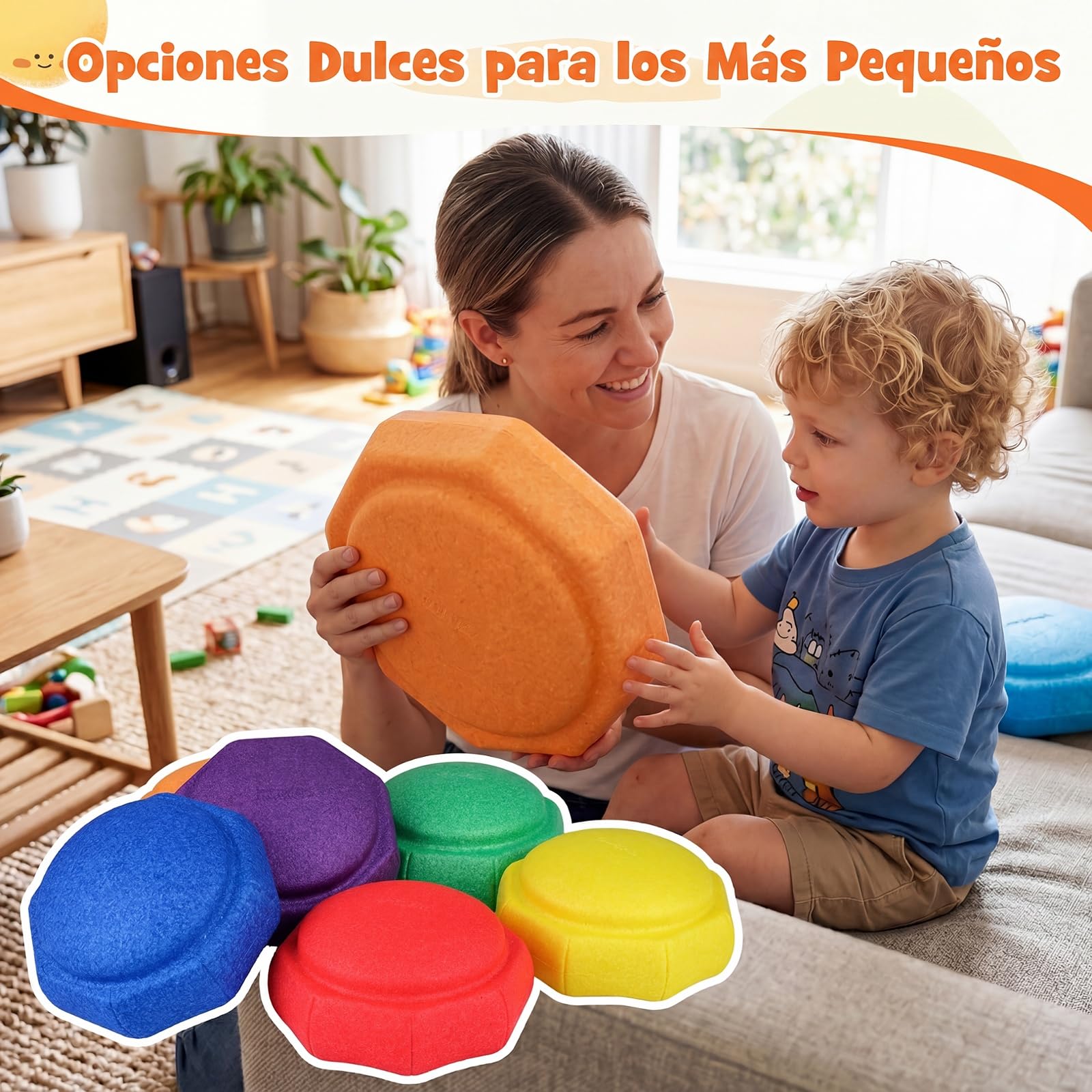 COSTWAY 6 Piedras de Equilibrio para Niños, Juguetes Sensoriales Apilables | que Fomenta el Equilibrio, Motricidad, Coordinación, Juego de Psicomotricidad Infantil para Interior y Exterior