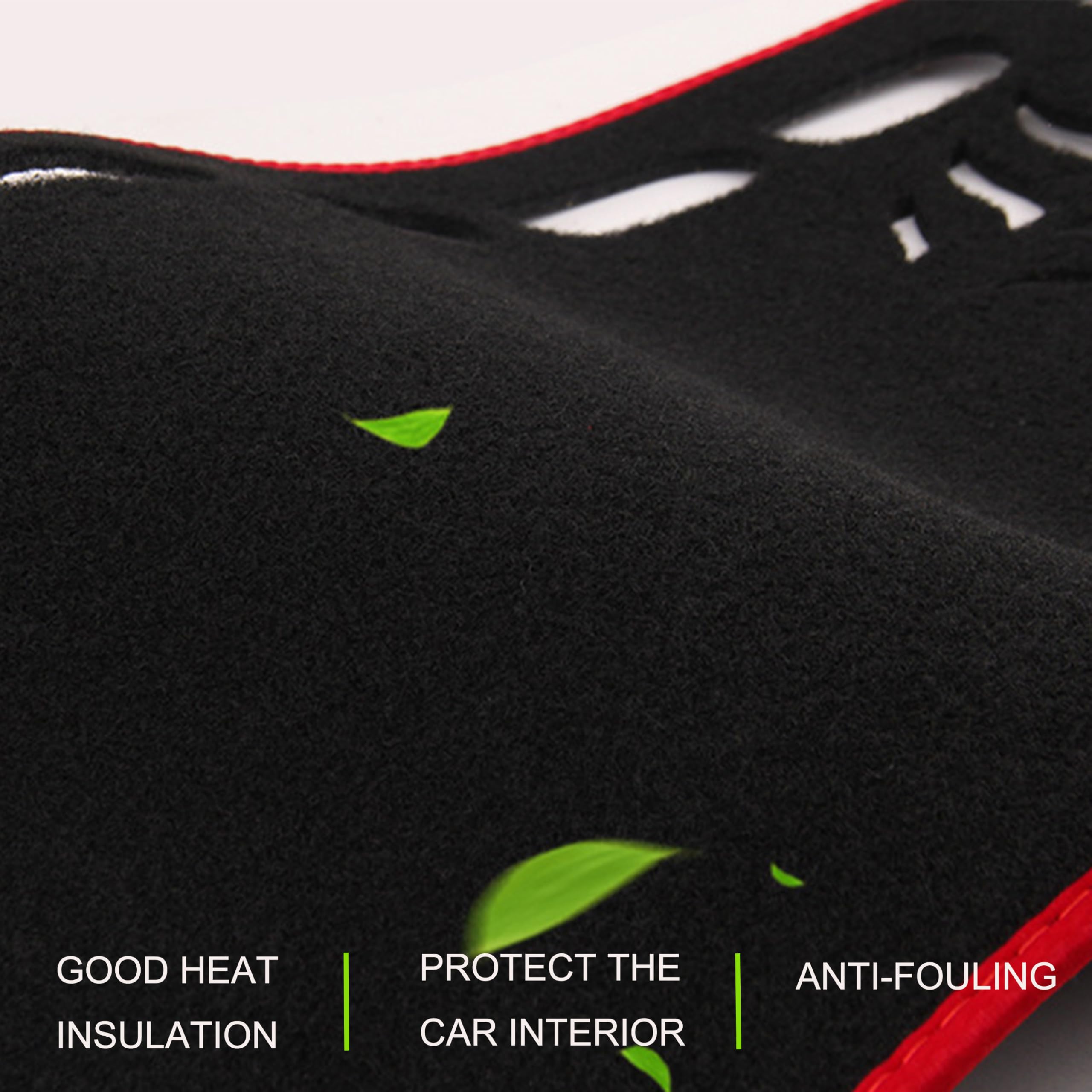 Tundra Accessories 2022 2023 2024 - Cubierta de salpicadero para consola central, alfombrilla antideslizante, protector solar antirreflejos, ajuste personalizado, borde rojo