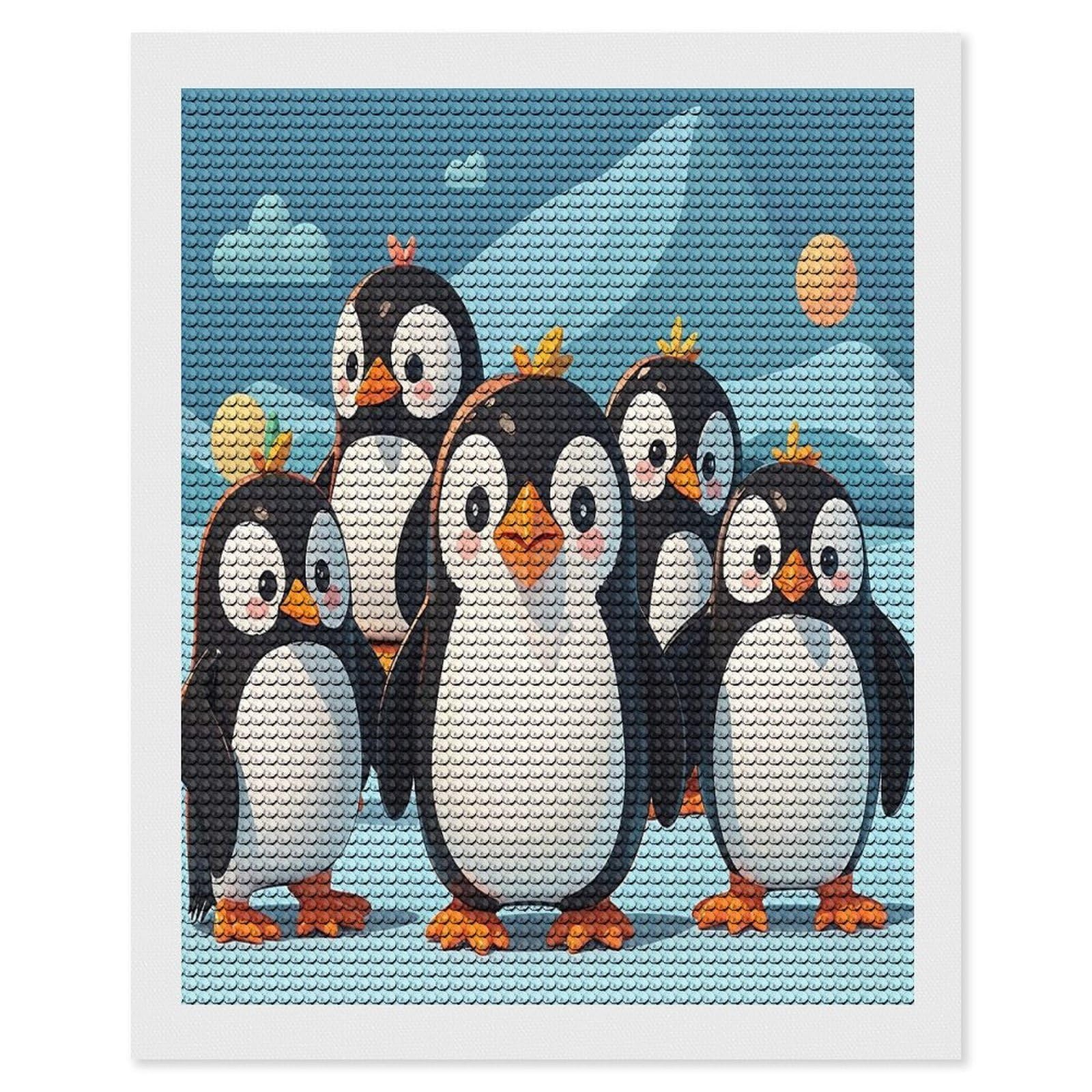 FekiLoot Cute Penguins Diamond Painting Kits for Beginners DIY Diamond Art Kits for Adults Full Drill Round Diamond Dot Gem Art Painting Fun DIY Crafts for Home Kitchen Wall Decor Gift 16"x20"