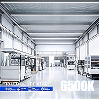 Vista 4 de Barrina - Luminarias LED para tienda de 2.4 m, 100 W, 15,000 lm, 6500 K, superbrillantes en color blanco, enlazables, con cubierta transparente