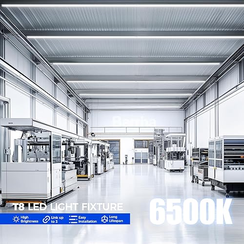Miniatura 4 de Barrina Luz LED de tienda de 8 pies, 100 W, 15000 lúmenes, 6500 K, blanco súper brillante, enlazable T8 para tienda de iluminación LED en forma de