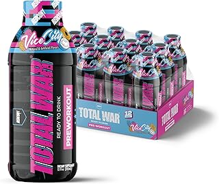 Redcon1 - Total War RTD, Ready to Drink Pre-Workout, Sugar Free, Performance Fuel, Caffeine, 12 Pack, Keto Friendly, (Vice...
