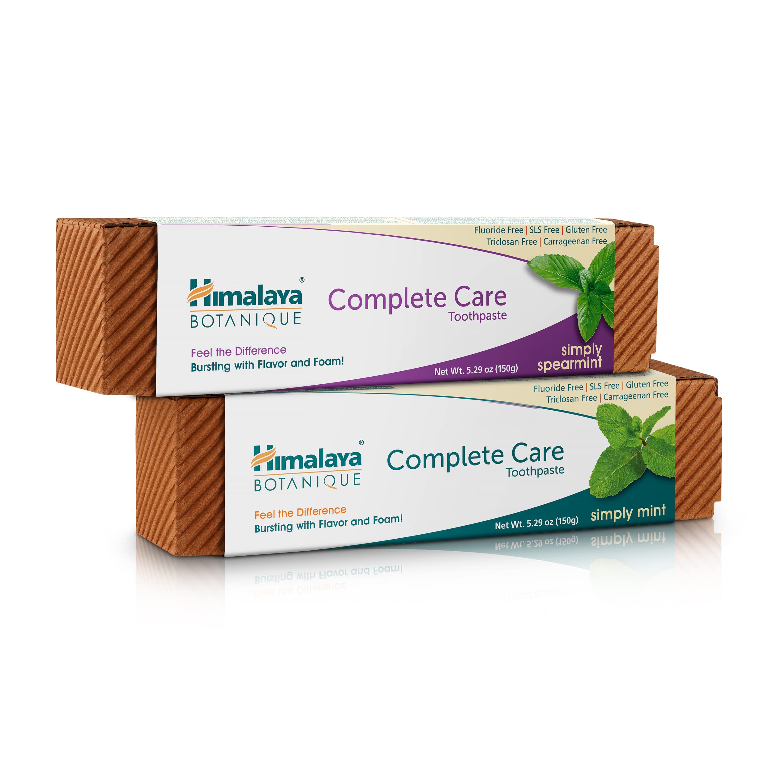 Himalaya Botanique Complete Care Toothpaste, Herbal, Variety Pack, Mint and Spearmint Flavor, Fights Plaque, Freshens Breath, Fluoride Free, No