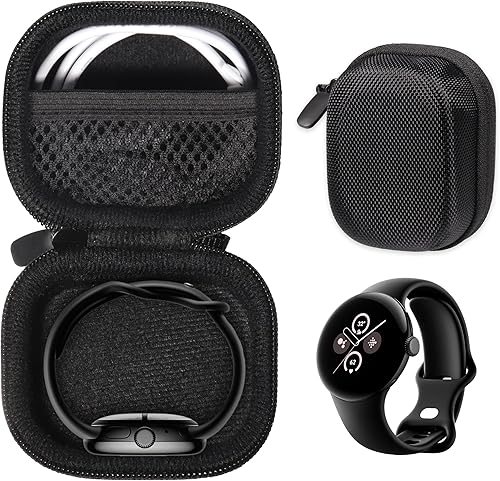 CaseSack Funda para Google Pixel Watch 2, Pixel Watch, con bolsillo de malla para cargador (negro)