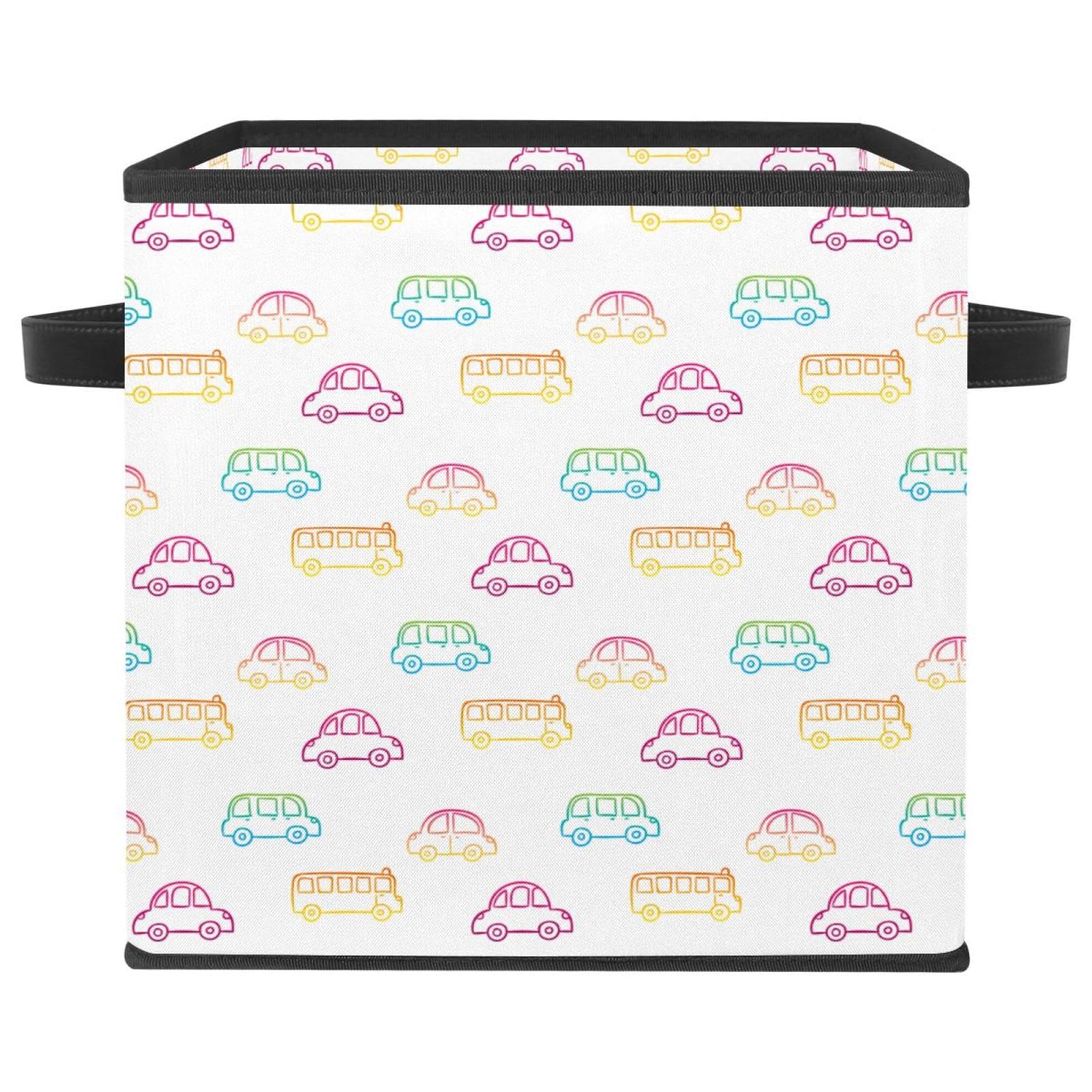 Bac de rangement en tissu motif voitures pour organiser vêtements et livres placard