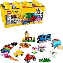 LEGO Classic Caja de Bloques Creativos Medianos 10696 - Juego de Construcción - Con Almacenamiento, Incluye Tren, Coche y una Figura de Tigre, y Juguetes para Niños, Niñas de 4 a 99 años