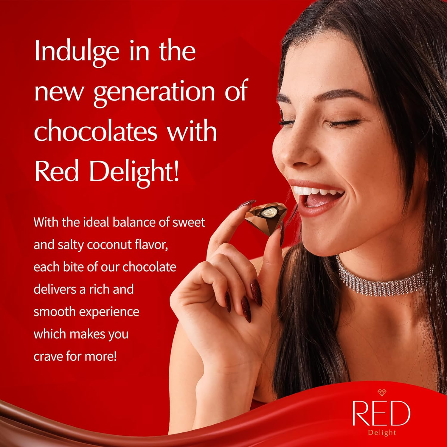 Red Delight Milk Chocolate Diamond Truffles with Smooth Coconut Filling - Pack of 3 (With 36 Chocolate Truffles) 13.98 oz Creamy Treats - Kosher, No Added Sugar, Gluten-Free European-Style Chocolates