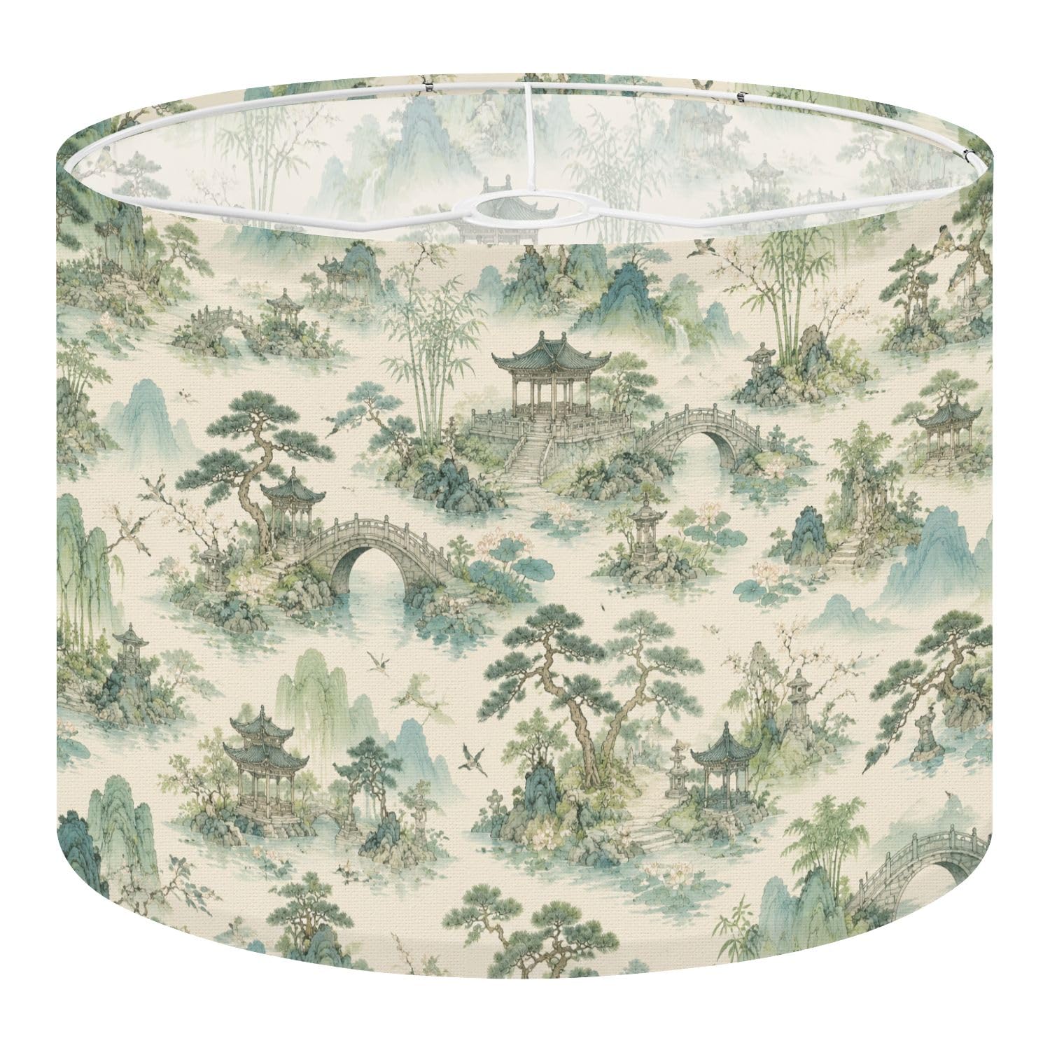 Deruinvaio Multi7 2Pcs 13In Lampshade Lamp Shade Traditional Asian Landscape Pagodas For Ceiling Light, Table Lamp Floor Lamp Easy Assembly Replacement Light Shade