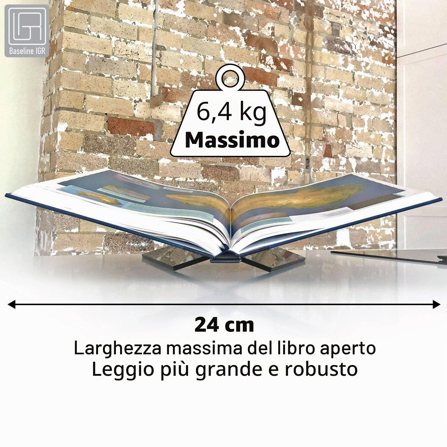 Large Black Acrylic Book Stand, 12.5" x 9.5" x 5.5”, Acrylic Book Holder, Open Bookstand for Display and Reading Cookbooks, Art Books, Bibles, Magazines - Home and Office