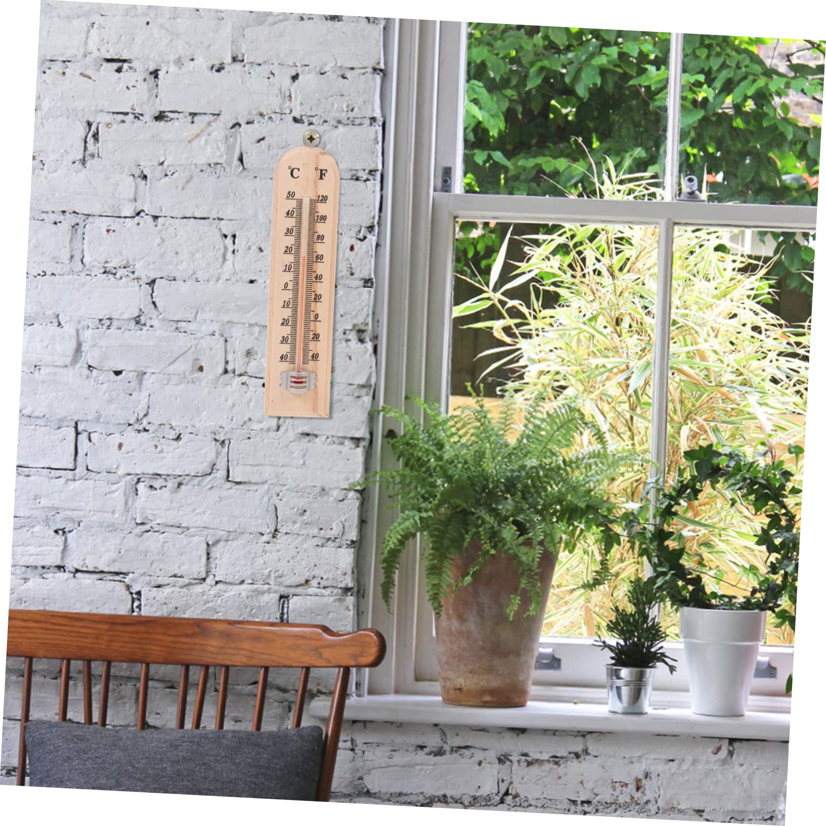 Termómetro de Pared de Madera Khaki, 3 Piezas para Interior y Exterior