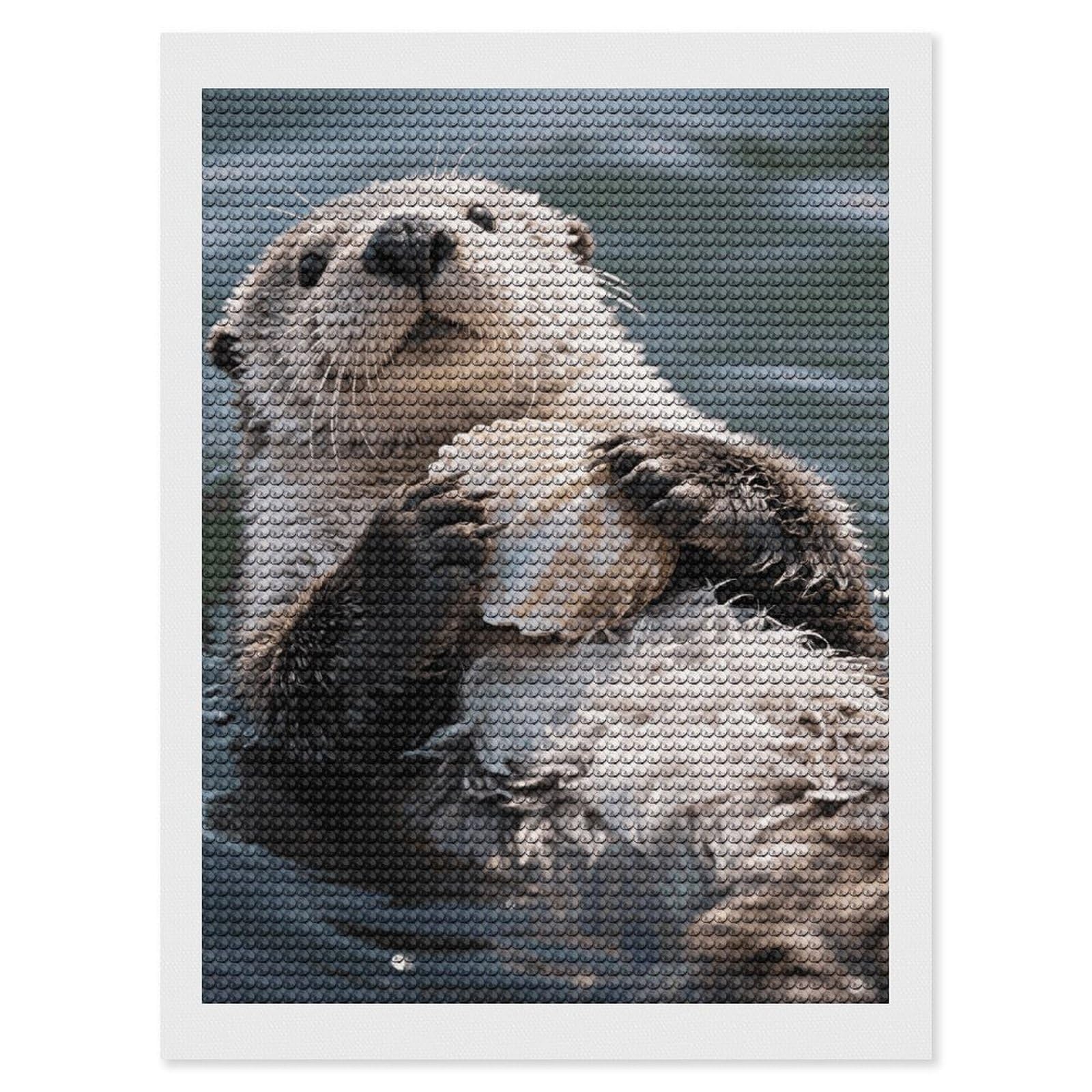 FodPand Sea Otter 5D Diamond Painting Kits for Adults Beginners Full Drill Round Diamond Dots Pictures Gem Art Supplies for Home Wall Room Decoration DIY Craft Set Gift 12x16