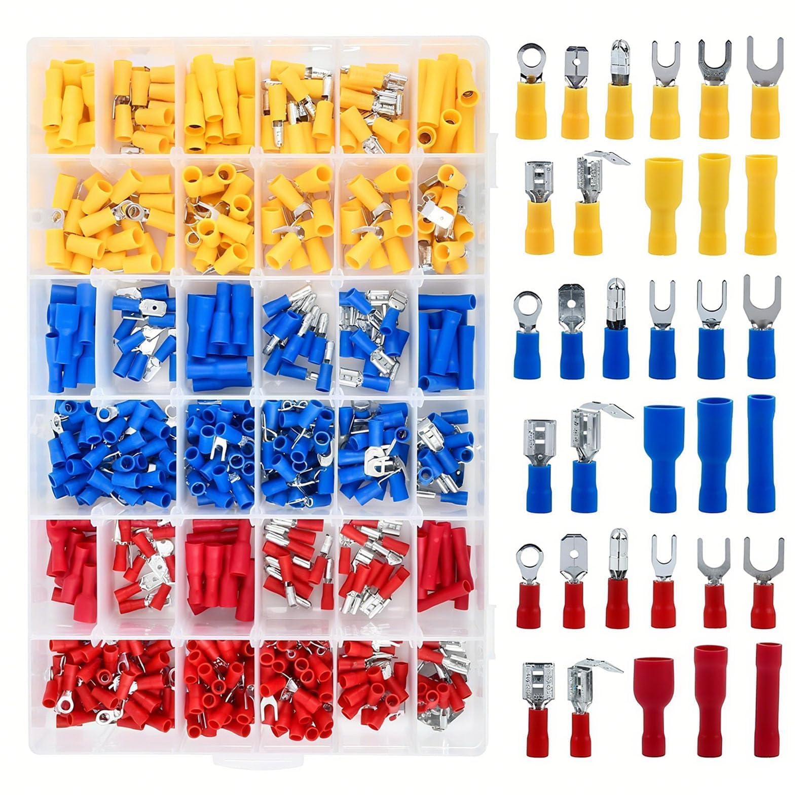 480PCS Insulated Terminal Wire Connectors, Crimp connectors, Wire connectors, Ring Terminals and Bullet Connector