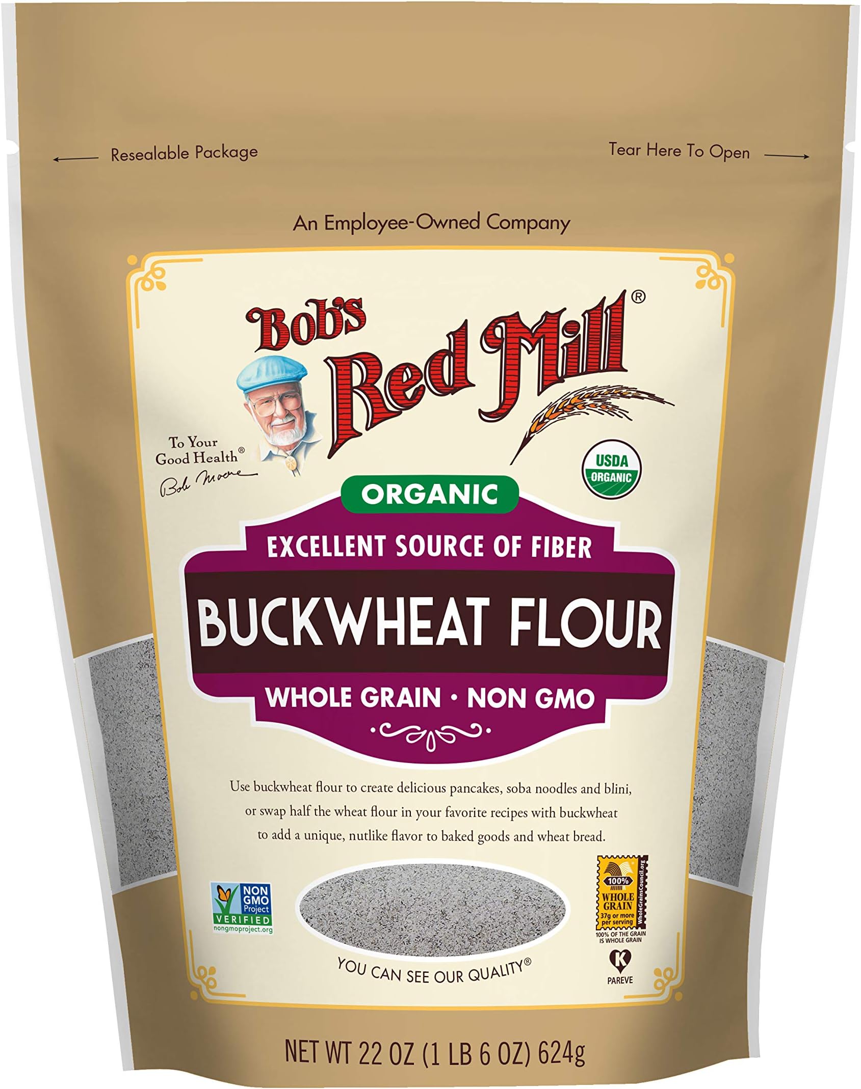 Bob's Red Mill Organic BuckWheat Flour, 22 oz Grocery