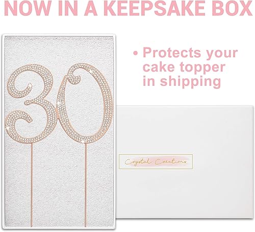 Miniatura 2 de Decoración de 30 tartas – Metal de oro rosa de alta calidad – Decoración de diamantes de imitación brillantes para fiesta de cumpleaños número 30 o