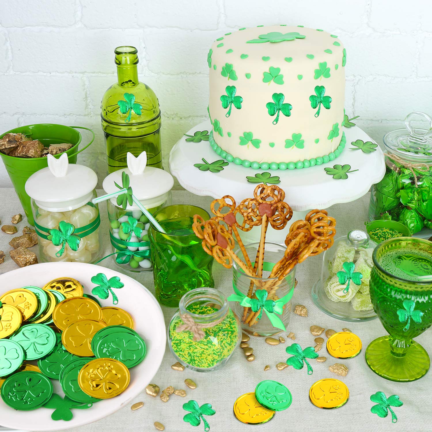 ENLACE Klaverblad confetti groene klavertje tafeldecoratie, 1200 stuks