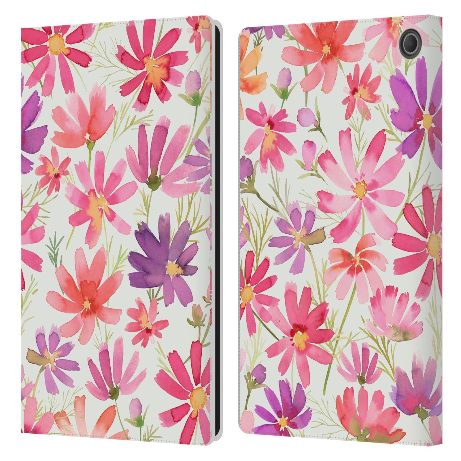 Étui en cuir de qualité Amazon Fire Max 11 Ninola Fleurs de Jardin