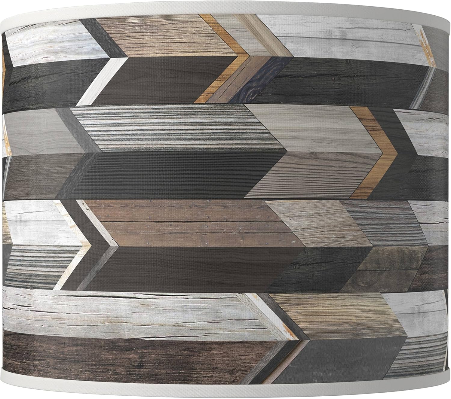 Hardback Giclee Drum Print Lamp Shade (Pre-Assembled) Woodwork Arrows Brown Large 14" Top x 14" Bottom x 11" High Spider with Replacement Harp Finial Fitting - Giclee Glow