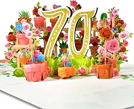 GREETING ART 70th Birthday Card, 3D Pop Up Card 70th Birthday Woman Man | Birthday Card 70 Years, Pop Up Card Birthday, 70th Anniversary Card, Flower Pop Up Greeting Cards for Moms Wife Grandma