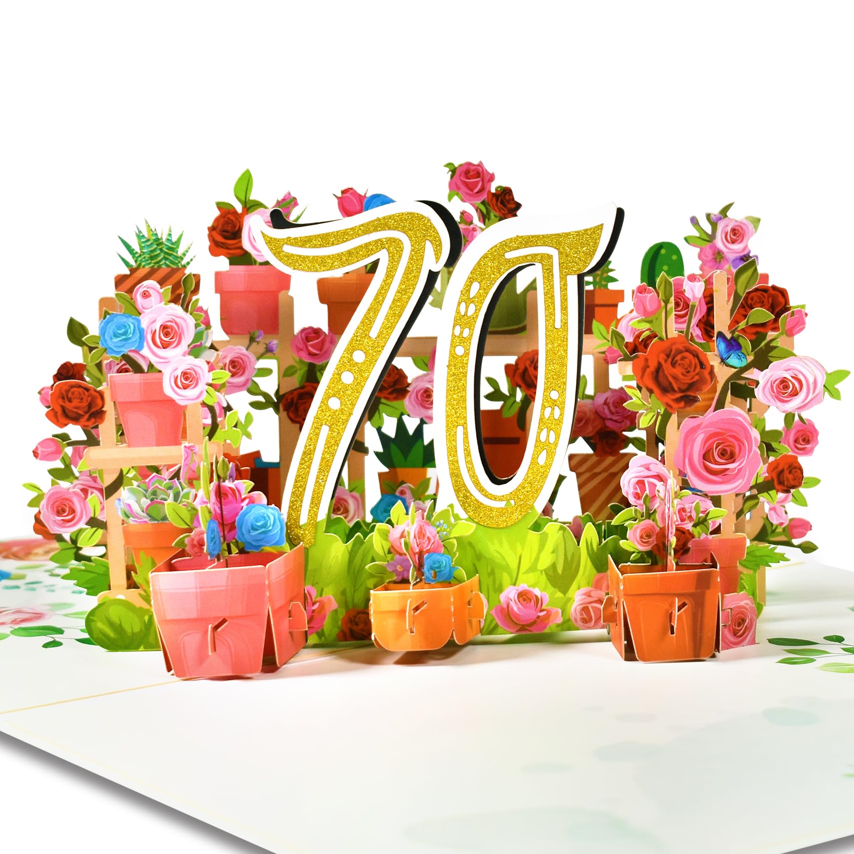 GREETING ART 70. Geburtstagskarte, Pop-up-Karte zum 70 Jahrestag,Blume Pop Up Grußkarten, 3D Pop Up Karte Geburtstag Grußkarte für Frauen Mütter Ehefrau Männer Freunde Romantik Geschenk-Karte