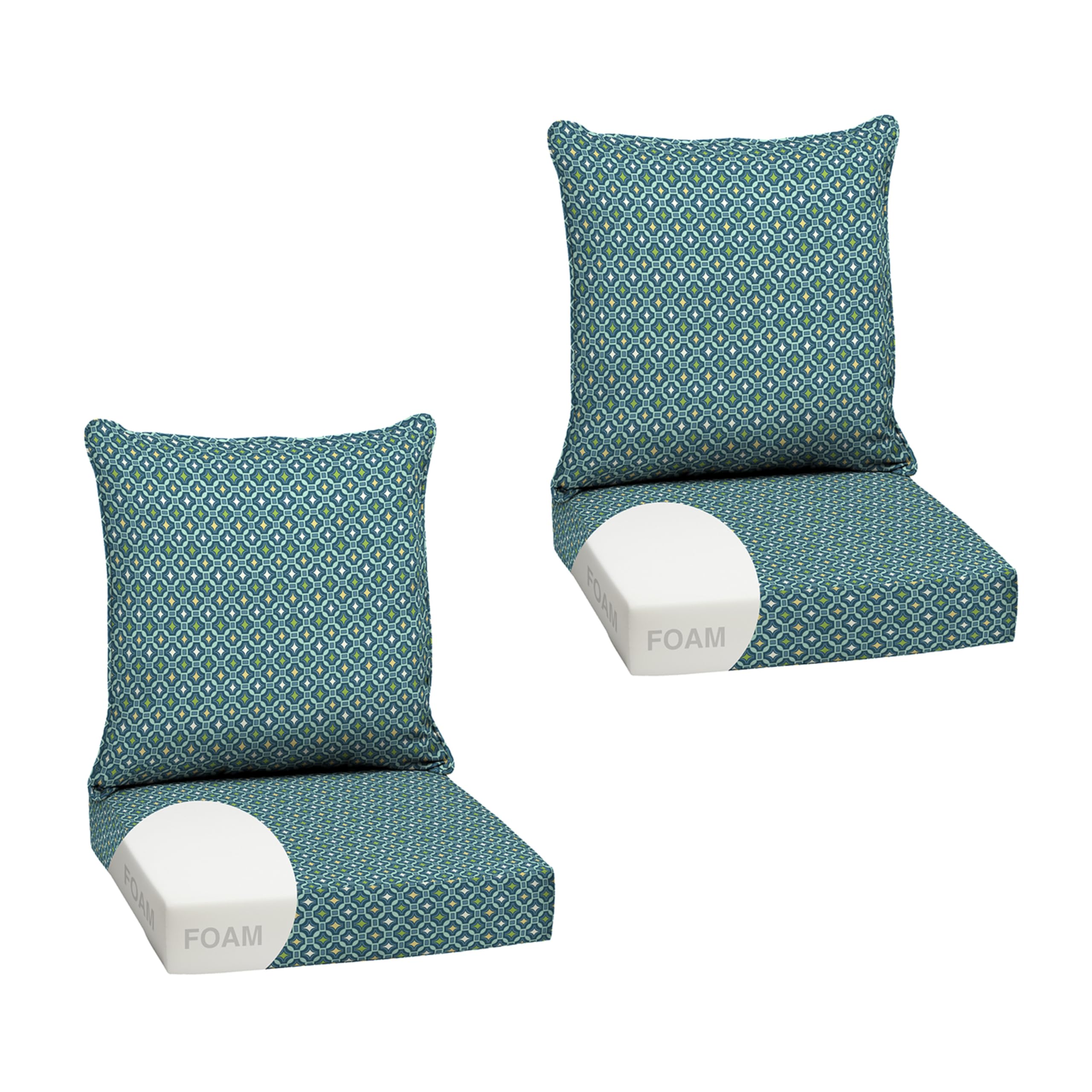 Photo 1 of ***PARTIAL SET***Arden Outdoor Deep Seat Cushion Set, Foam, ONE-Pack, 24x24, Alana Tile