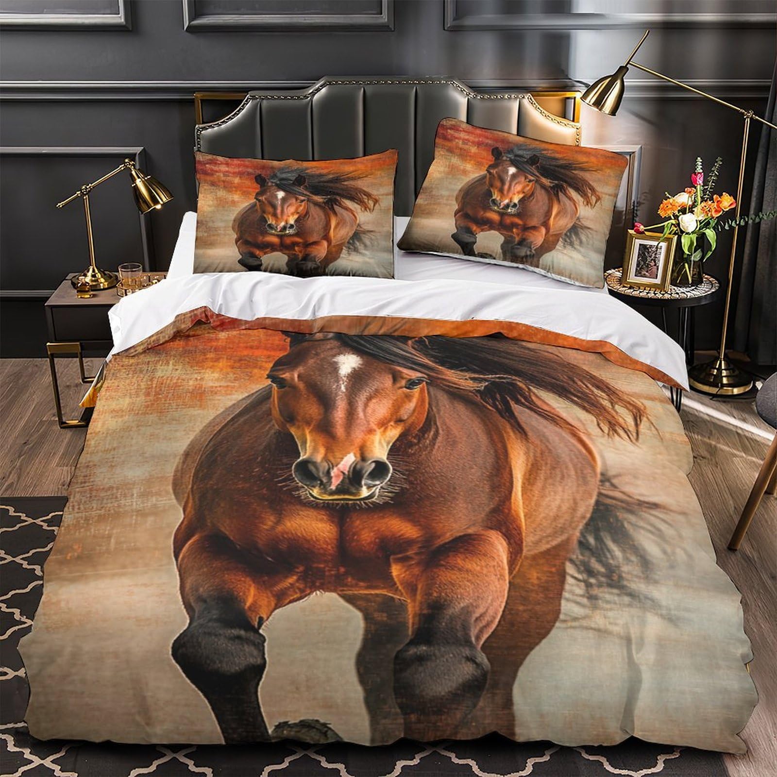 Housse de couette police 200x200cm finition zippée durable