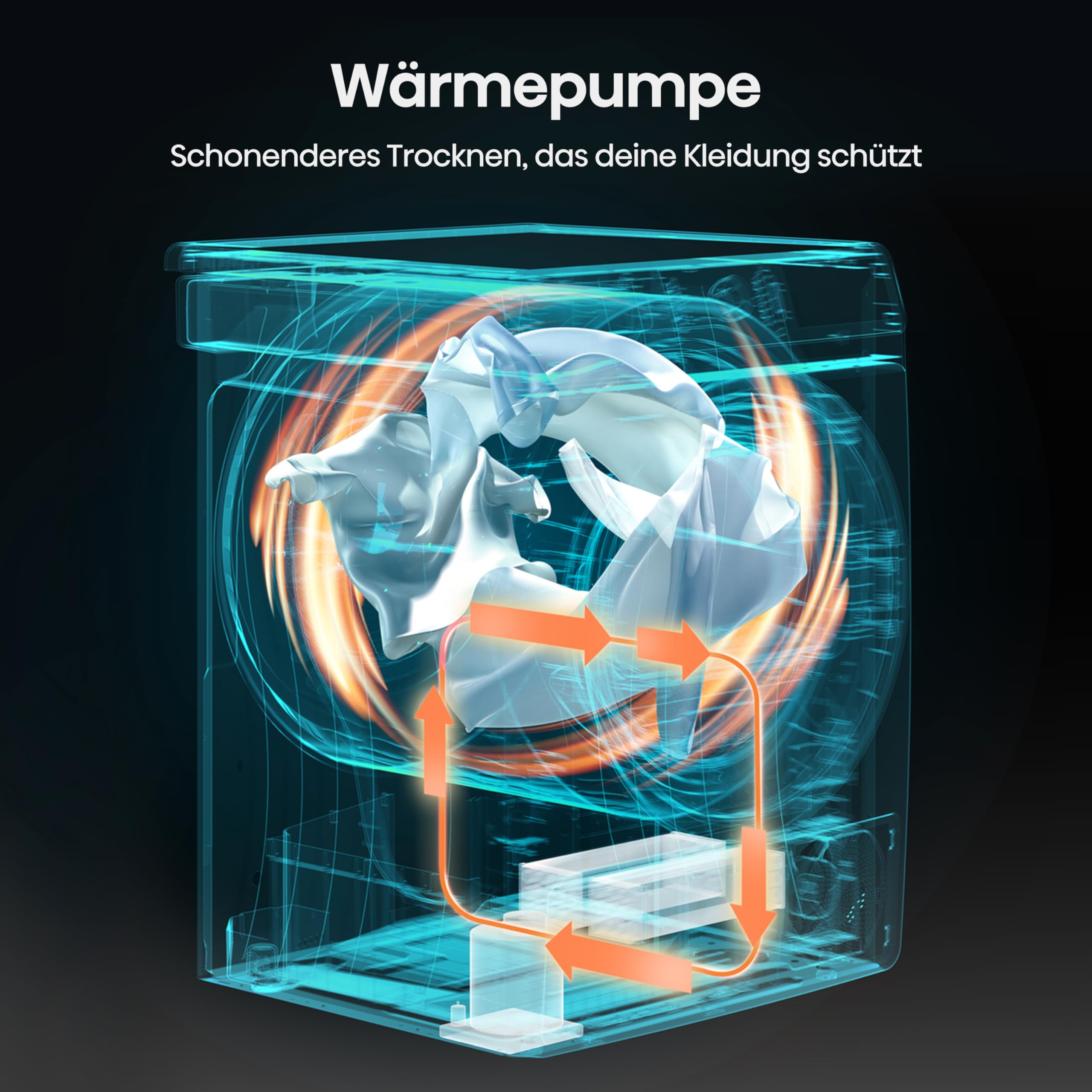 Hisense DHQE800BW2 Wäschetrockner 8KG Kondensation Wärmepumpe 15 Programme Feuchtesensor Anti Crease TwinAir Energieeffizienzklasse D Weiß