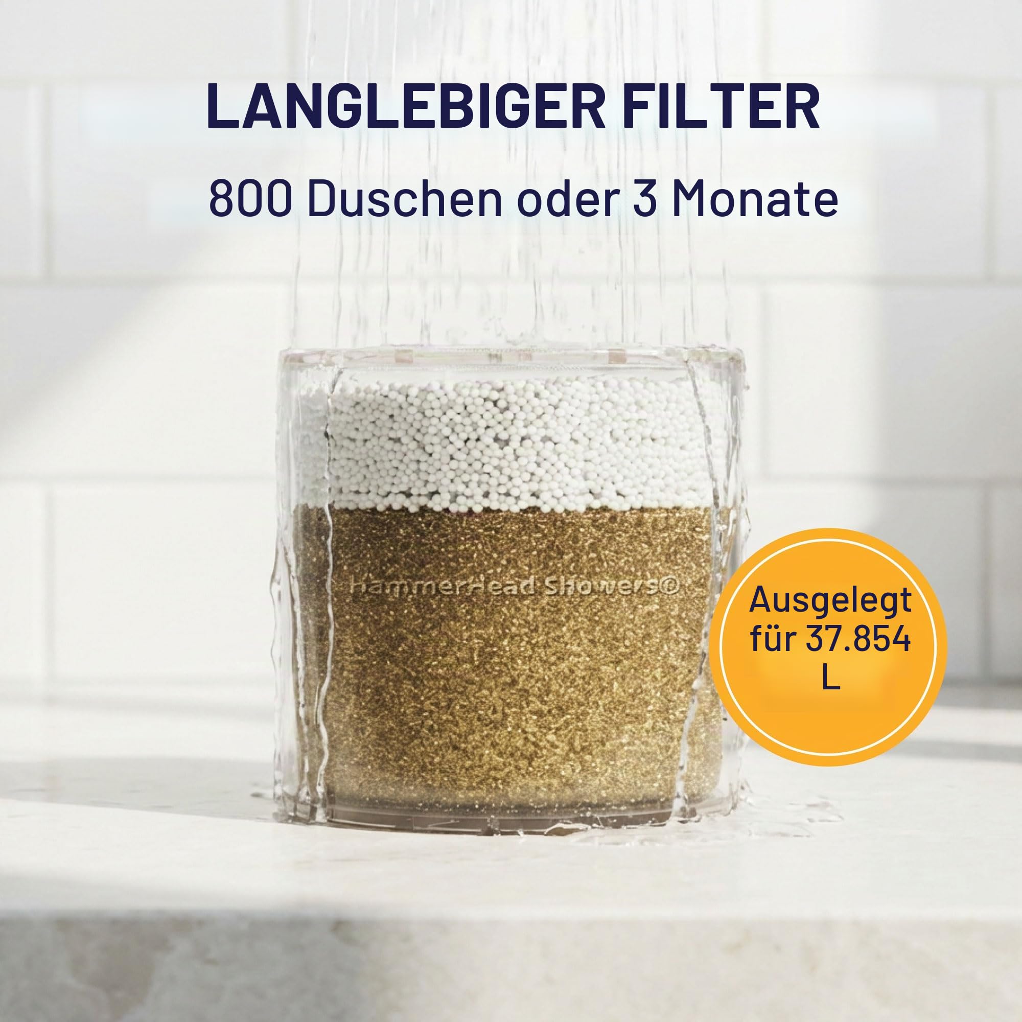 HammerHead Showers Vollmetall Duschkopffilter - KDF 55 Duschfilter Hochdruck Universal Duschfilter zur Entfernung giftiger Chemikalien - Entfernt Chlor und Schwermetalle - Gebürstetes Nickel