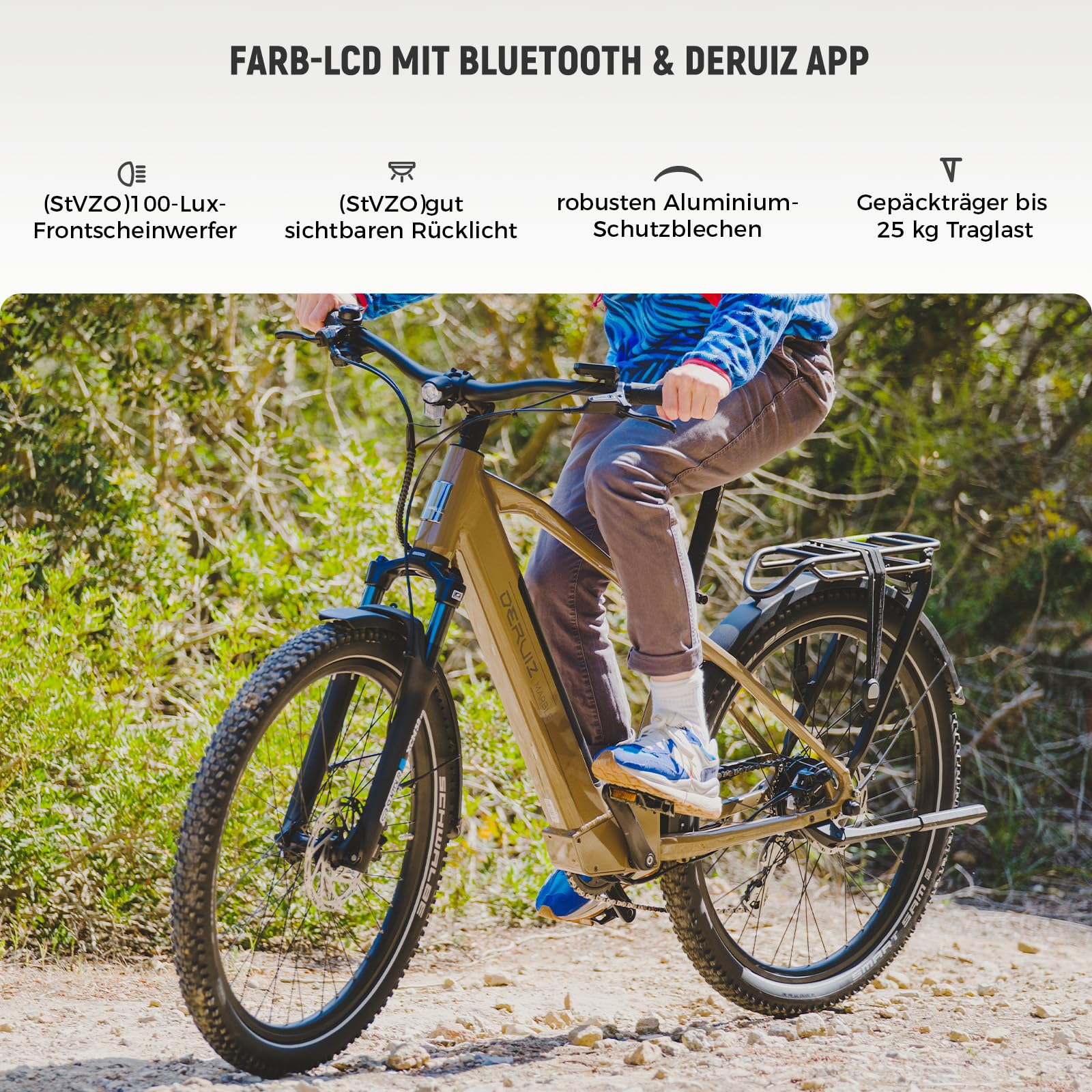 DERUIZ Marble SUV Vélo électrique 27,5" 644 Wh capteur de couple freins hydrauliques dérailleur 8 vitesses tout-terrain