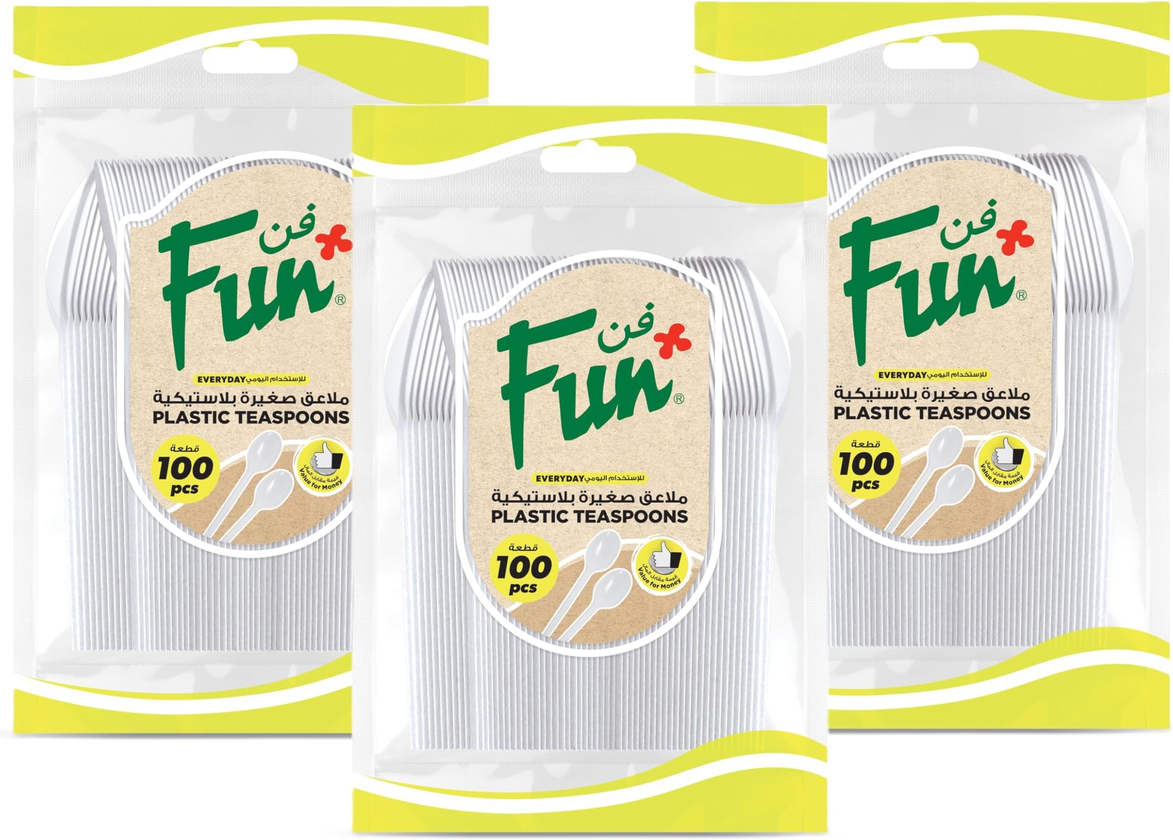 Fun Promopack Disposable Plastic Teaspoon Set 5 Inch - White - (Pack of 10)0 X 3