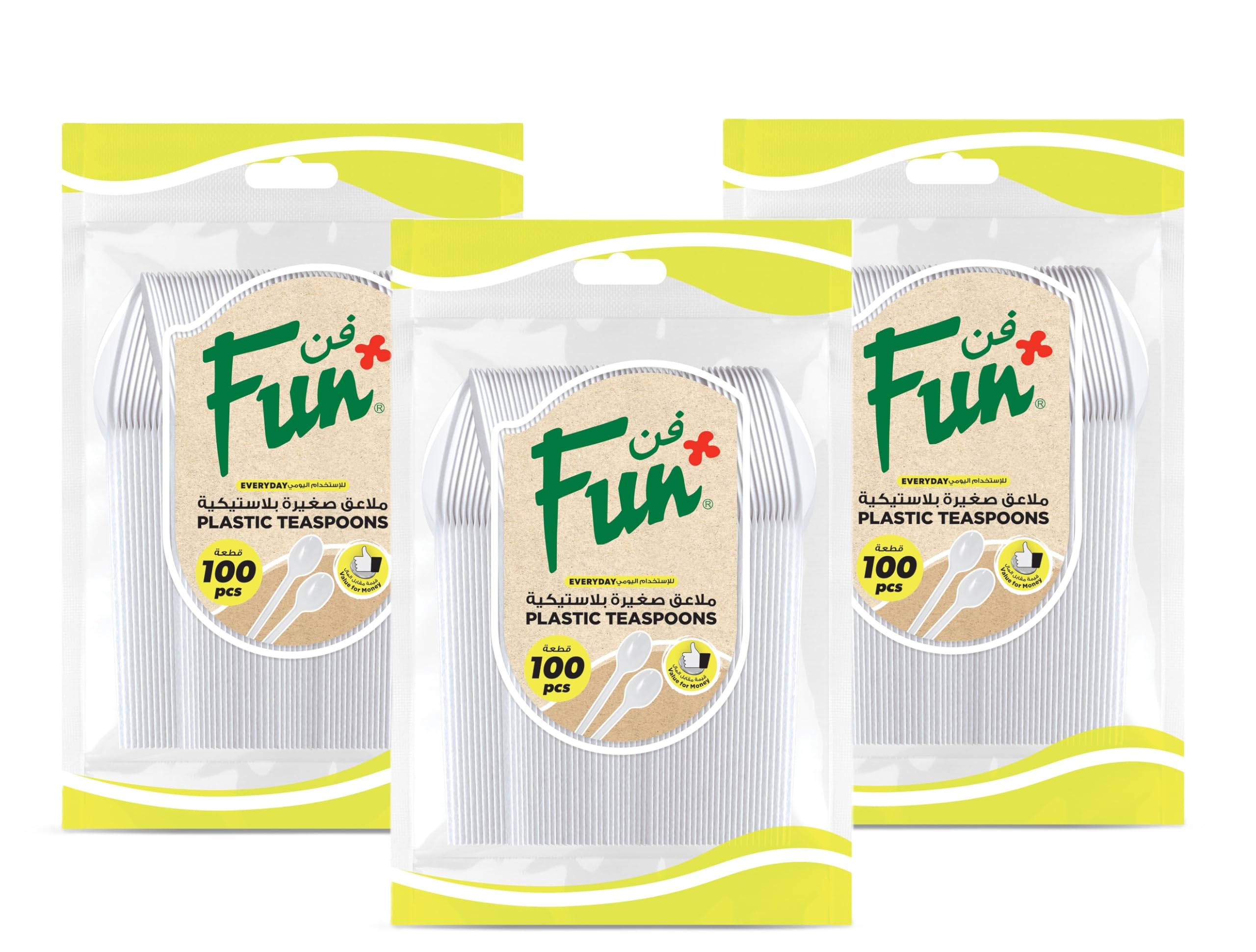 Fun Promopack Disposable Plastic Teaspoon Set 5 Inch - White - (Pack of 10)0 X 3