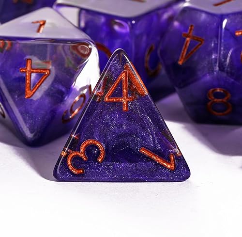 Miniatura 7 de HDdais Juego de dados poliédricos DND, 7 piezas RPG D&D para MTG Dungeons and Dragons juego de rol y otros juegos de mesa (morado)