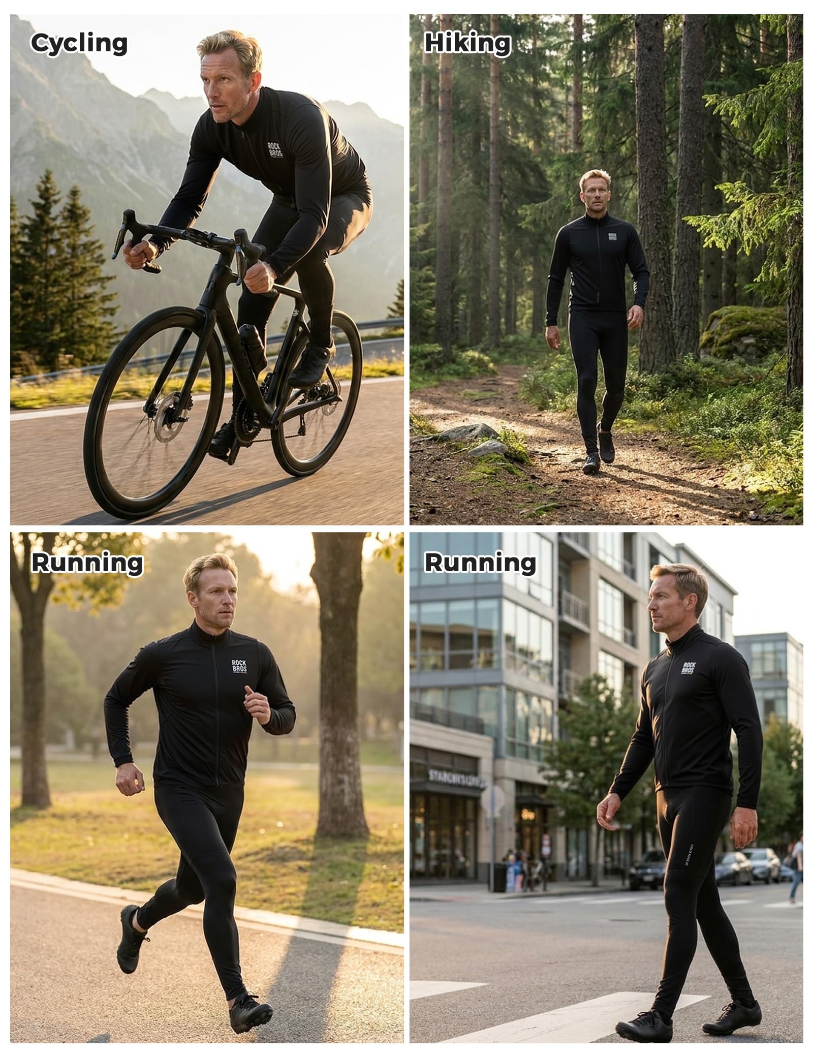 ROCKBROS Road to Sky Maglia Ciclismo Uomo, Elastico Antivento Sportivo | Manica Lunga Asciugatura Rapida, 3 Tasche con orlo antiscivolo, Traspirante per MTB, Gravel, Bici da Strada