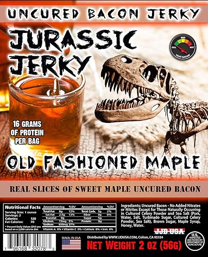 Miniatura 2 de Jurassic Jerky's Old Fashioned Maple Jerky – Tocino Jerky Amazing Taste con alto contenido de proteínas, sin conservantes, sin MSG, bajo en sodio