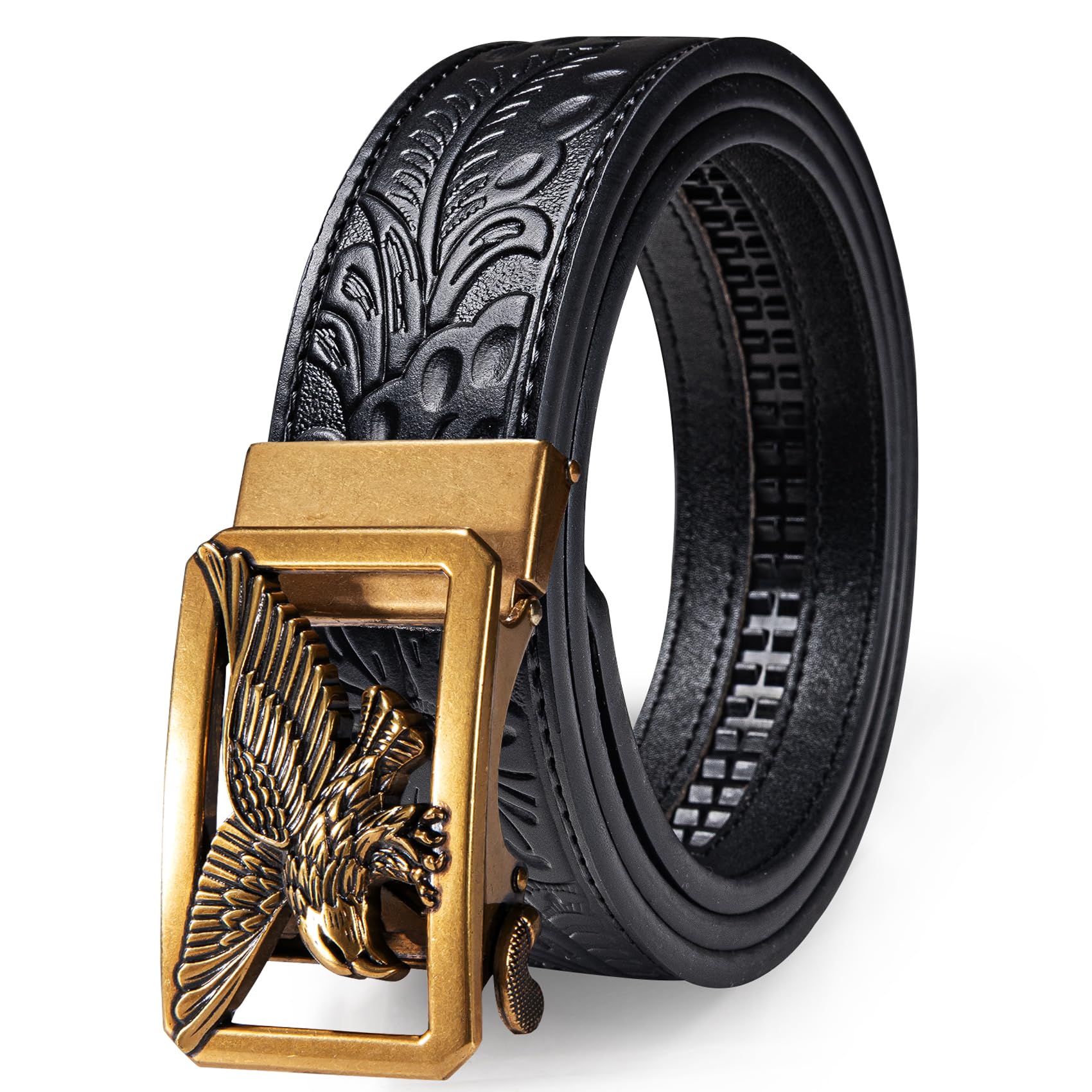 Dubulle Men's Ratchet Belt Gold/Black/Red/Green/Blue/White Automatic Buckle Business Casual Belt Gift - Adjustable Fit