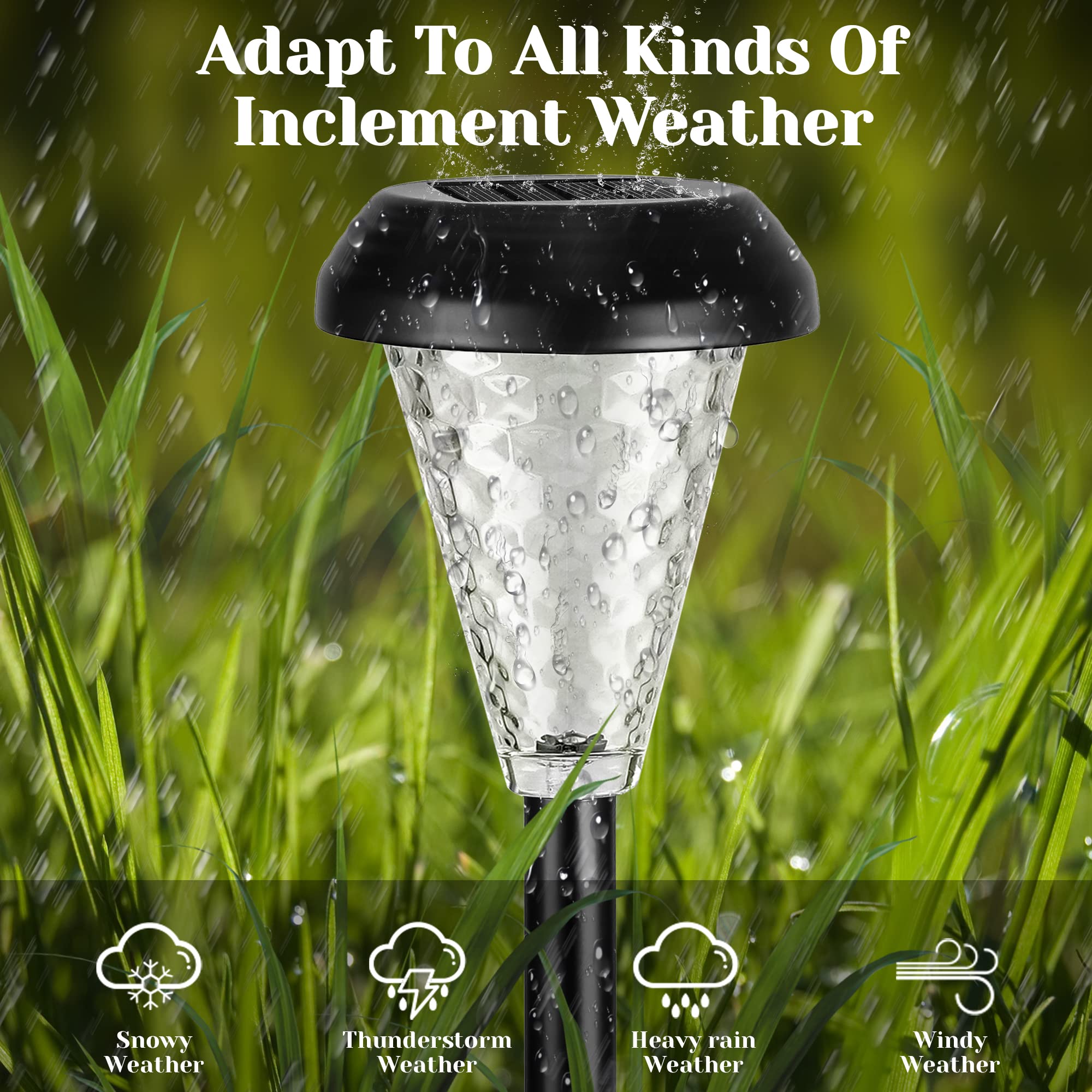 NIBSHOOM 8 Pezzi Luci Solari da Giardino, IP68 Impermeabili Faretti Solari a Led da Esterno, 8 LED Lampade a Lunga Durata, Luci Esterno per Giardino, Terrazze (Bianco Freddo