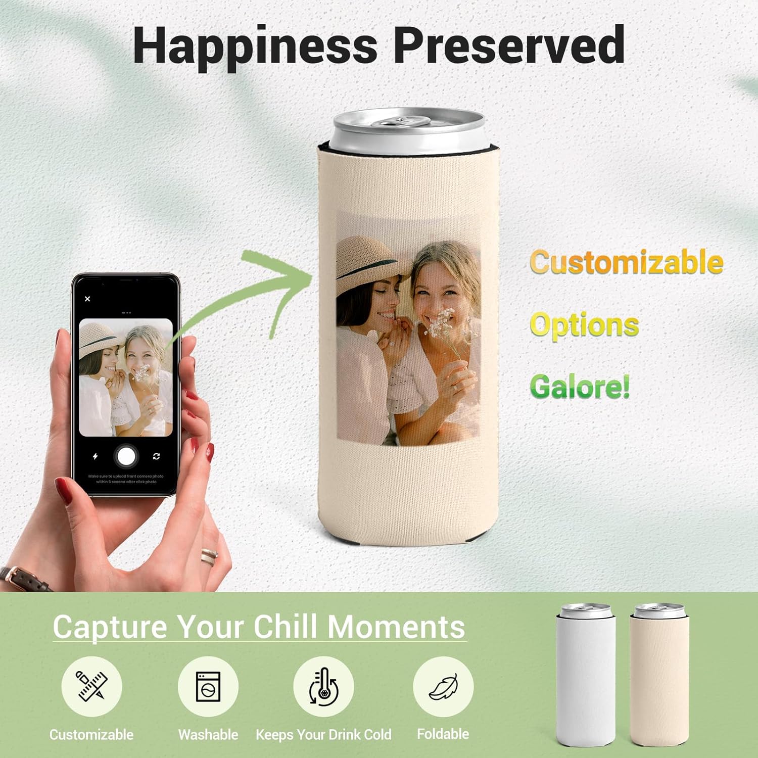 36 Pack BooziesKoozies Bulk Custom Neoprene Slim Can Cooler Sleeves - Insulated Collapsible Drink Holders with Logo for Wedding Favors, Fishing, Picnics (36, Slim Can Coolers) - Image 3