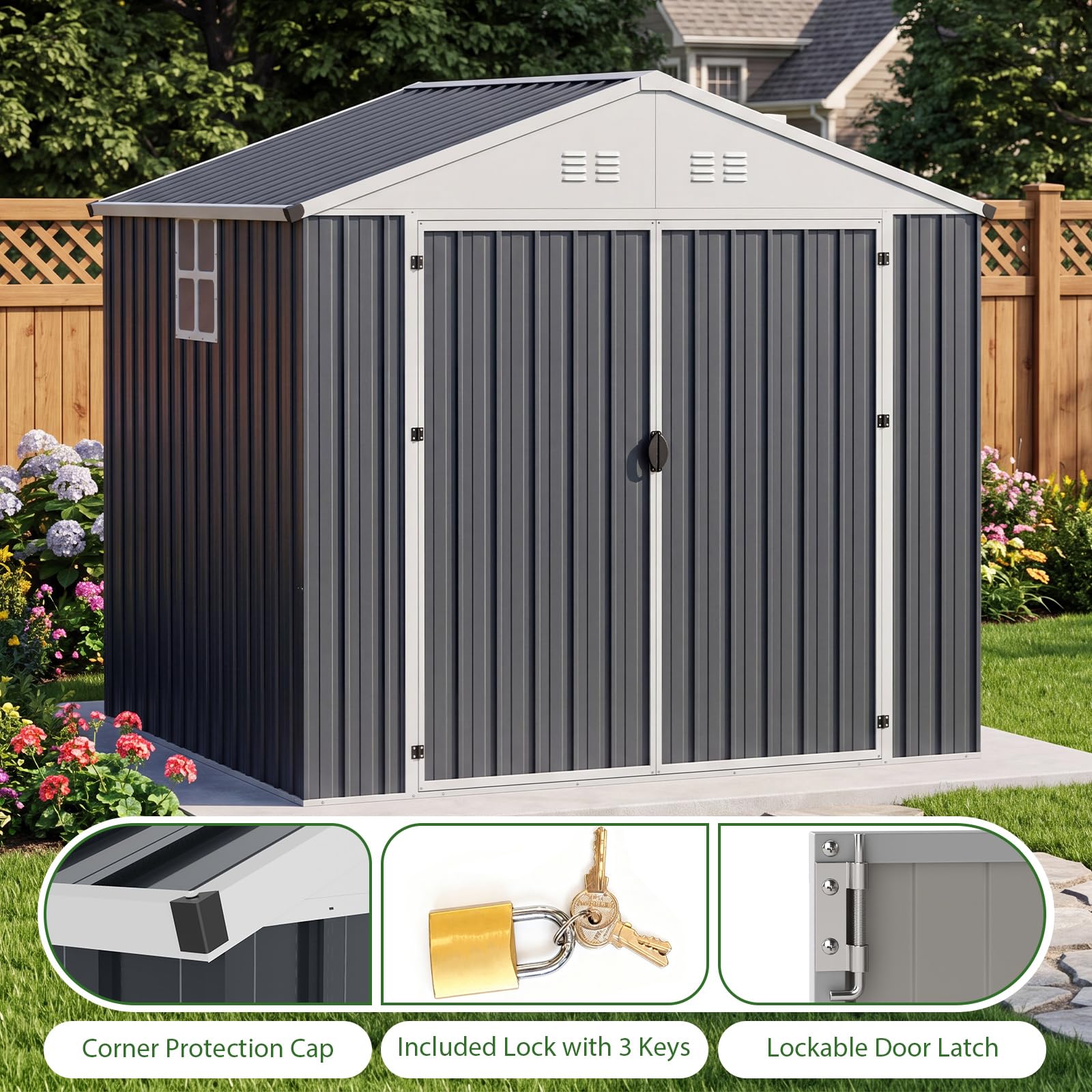 COSTWAY Abri de Jardin Extérieur en Acier Galvanisé, 4.5m²