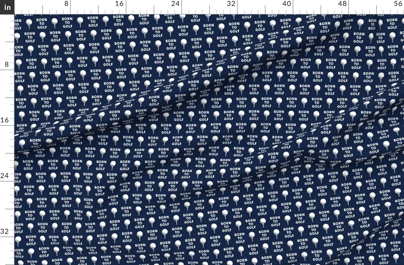 Spoonflower Fabric - Golf Tee Navy Blue White Golfing Ball Links Nursery Sports Printed on Organic Cotton Sateen Fabric by The Yard - Sewing Quilting Apparel Home Decor
