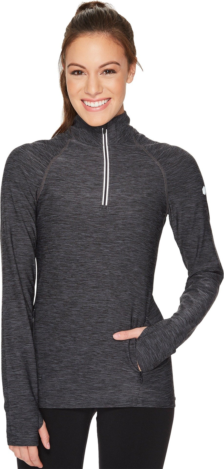 ASICS Womens Thermopolis 1/2 Zip, Dark Grey Heather, Large