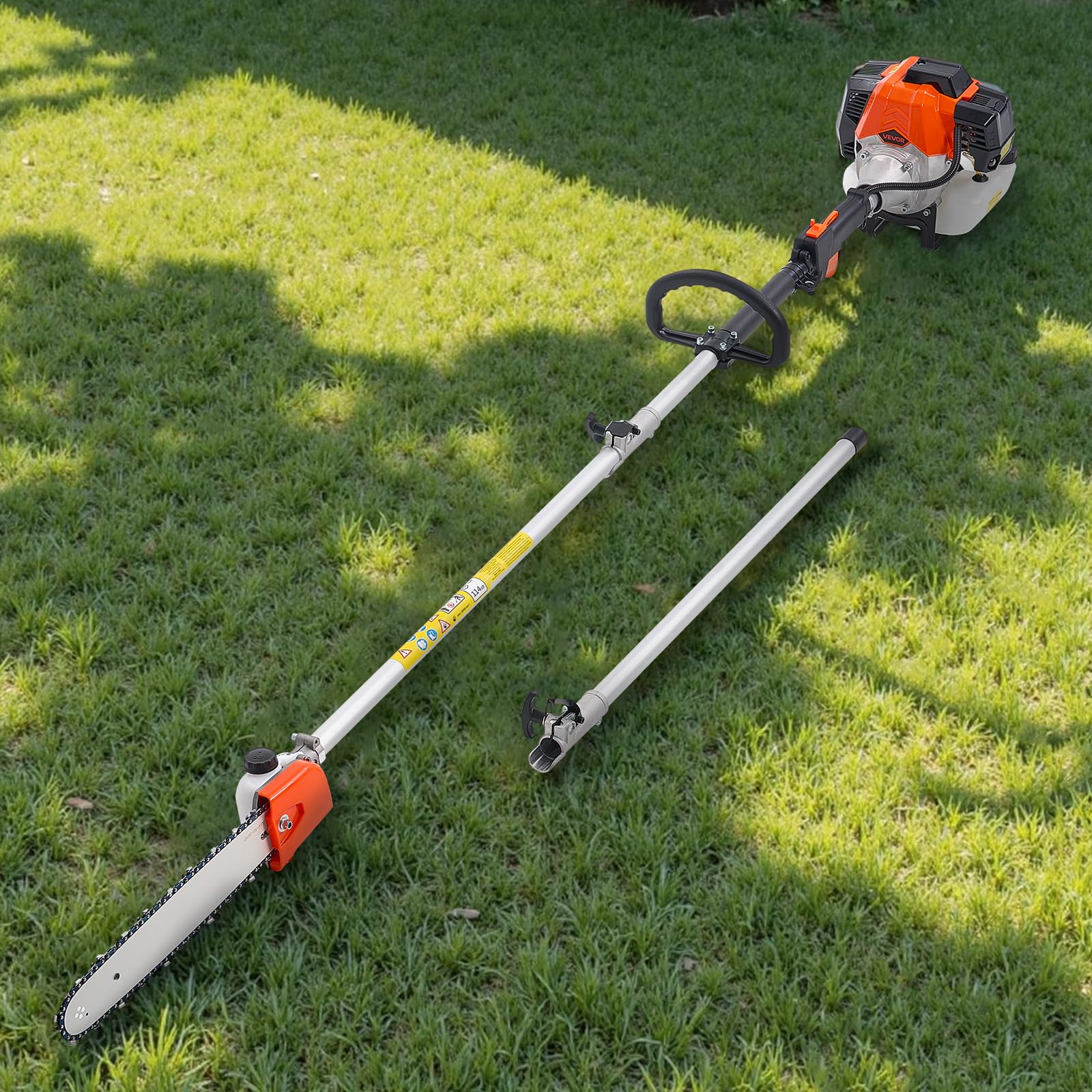 VEVOR Élagueuse Thermique sur Perche à 2 Temps, 52 cc, Élagueuse sans Fil à Essence, avec Perche Extensible 2,2 m-2,94 m, Guide-chaîne 35,6 cm, Réservoir de Carburant 850 ml, pour Élagage des Arbres