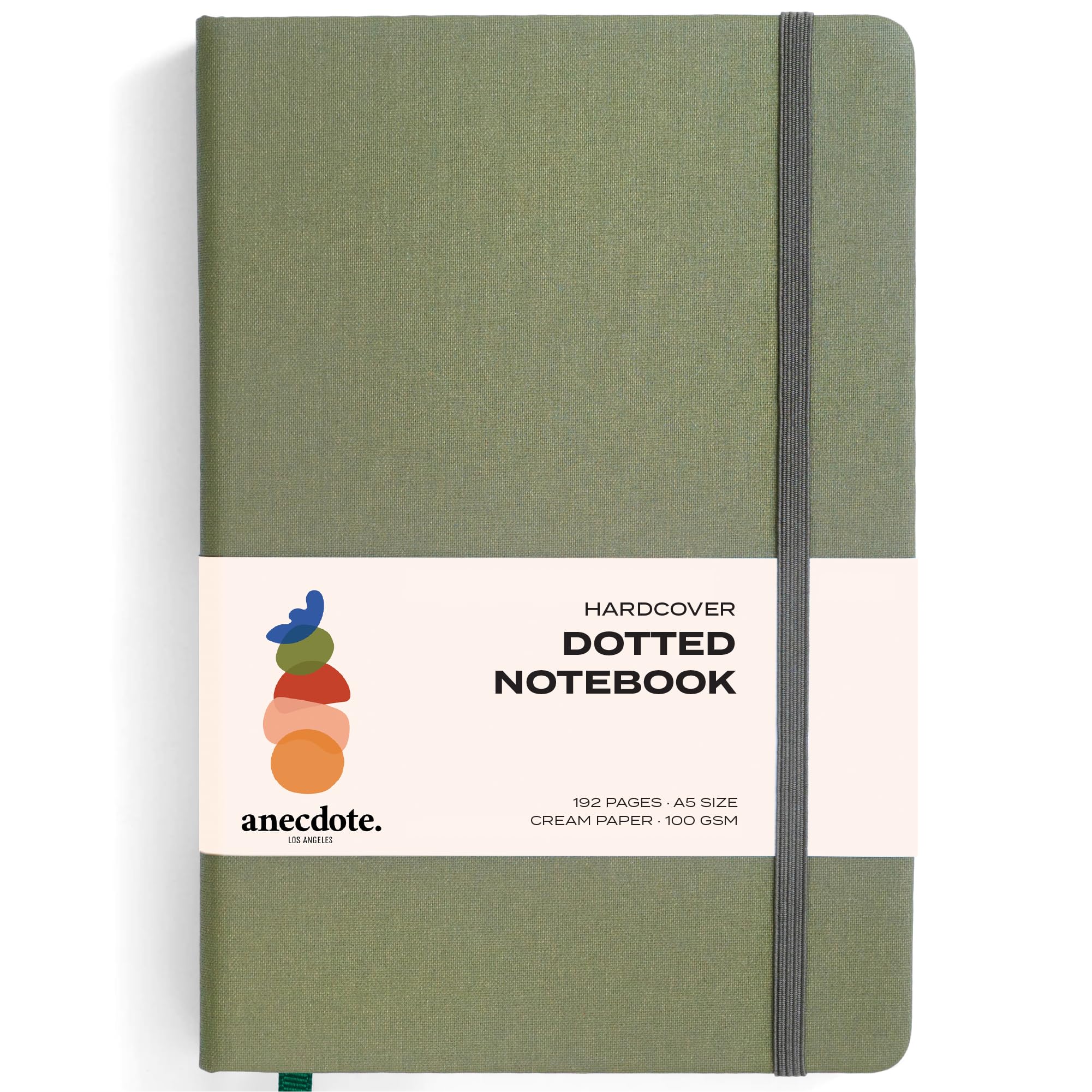 ANECDOTE. Dotted Journal Notebook, 192 Pages, A5 size: 8.3" x 5.4", Thick 100 GSM Paper, Dotted, Hardcover. Journal for Women and Men, Perfect Notebook for School, Work and Travel (Olive Green) — image 1