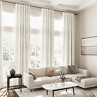 Vista 7 de Nanspring Cortinas de 144 pulgadas de largo, 2 paneles para sala de estar, pestañas traseras, cortinas neutrales extralargas de lino