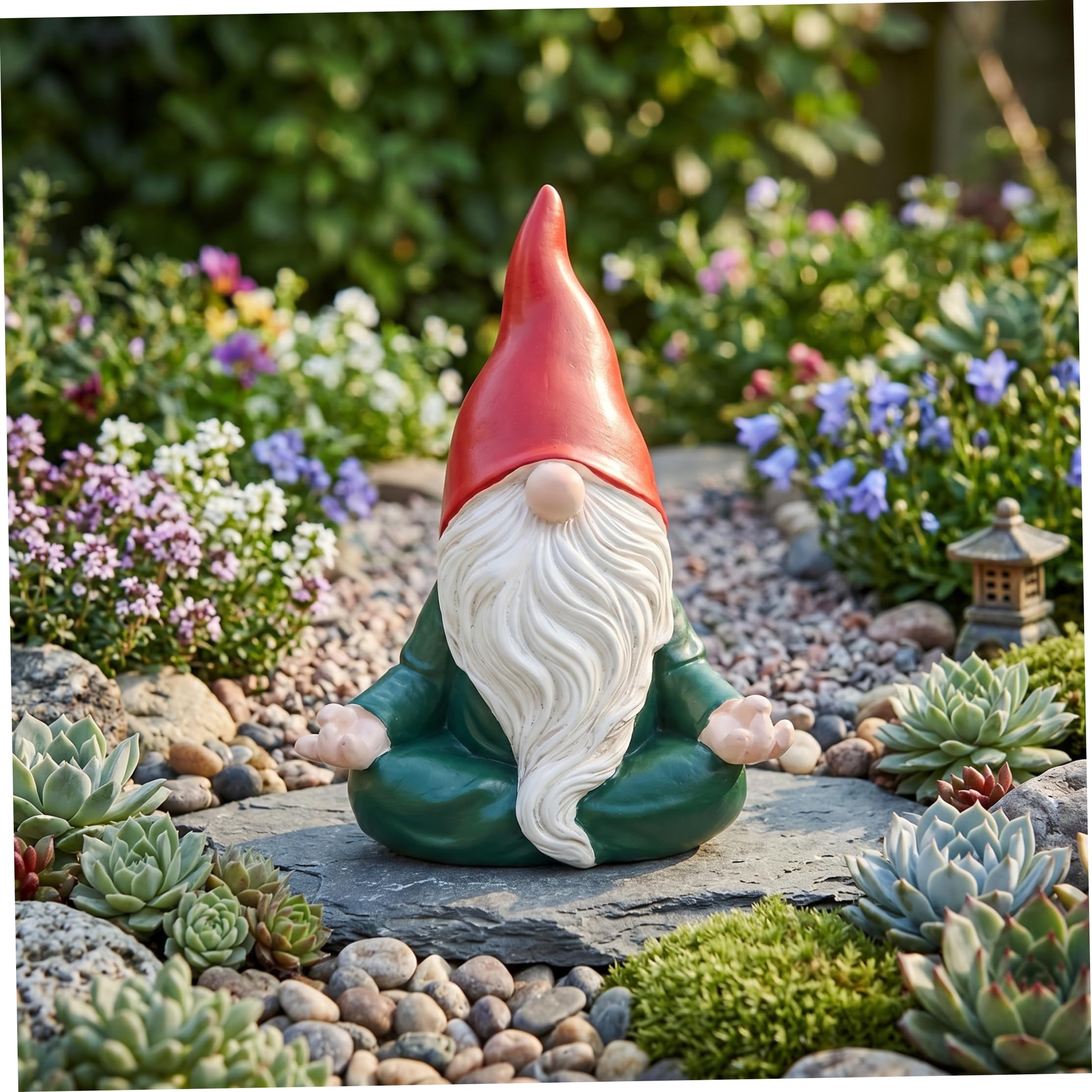 Latemeia Gnome Garden Decor, 4.5inch Resin Yoga Gnome Statue, Small Elf Sculptures for Tableop Lawn Patio Decorations (Style 2)